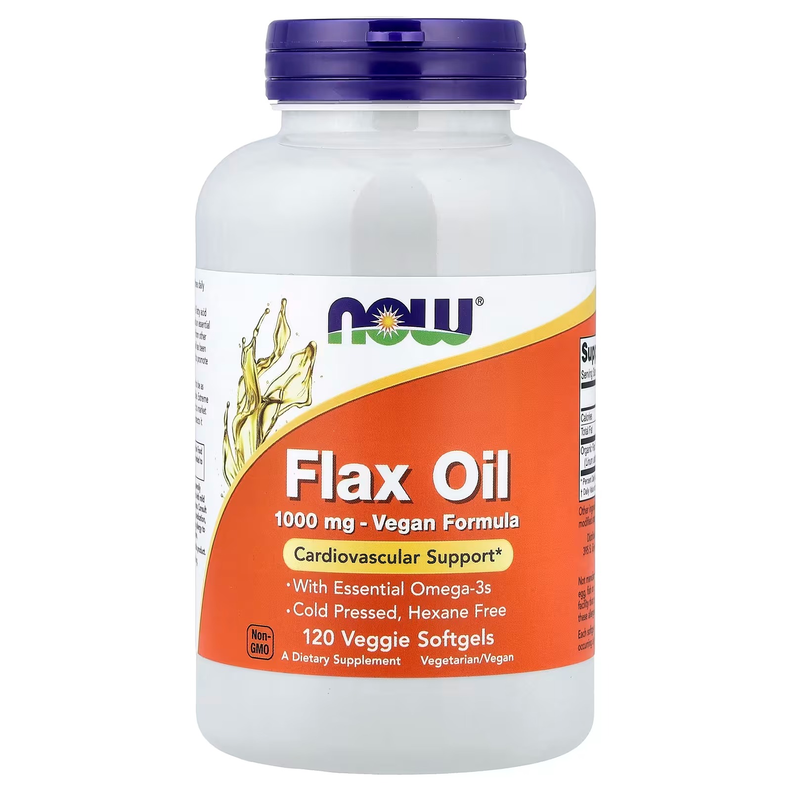 NOW Foods Flax Oil 1,000 mg With Essential Omega-3s 120 Softgels