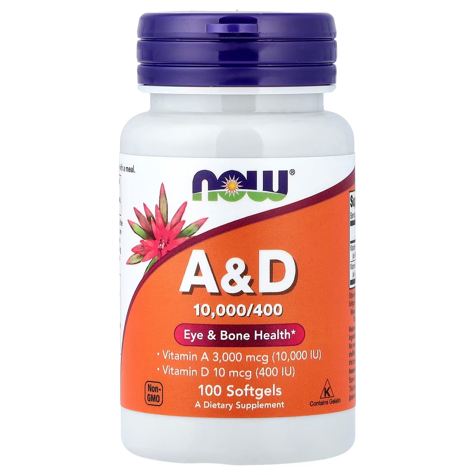 NOW Foods Vitamin A&D Eye & Bone Health 100 Softgels