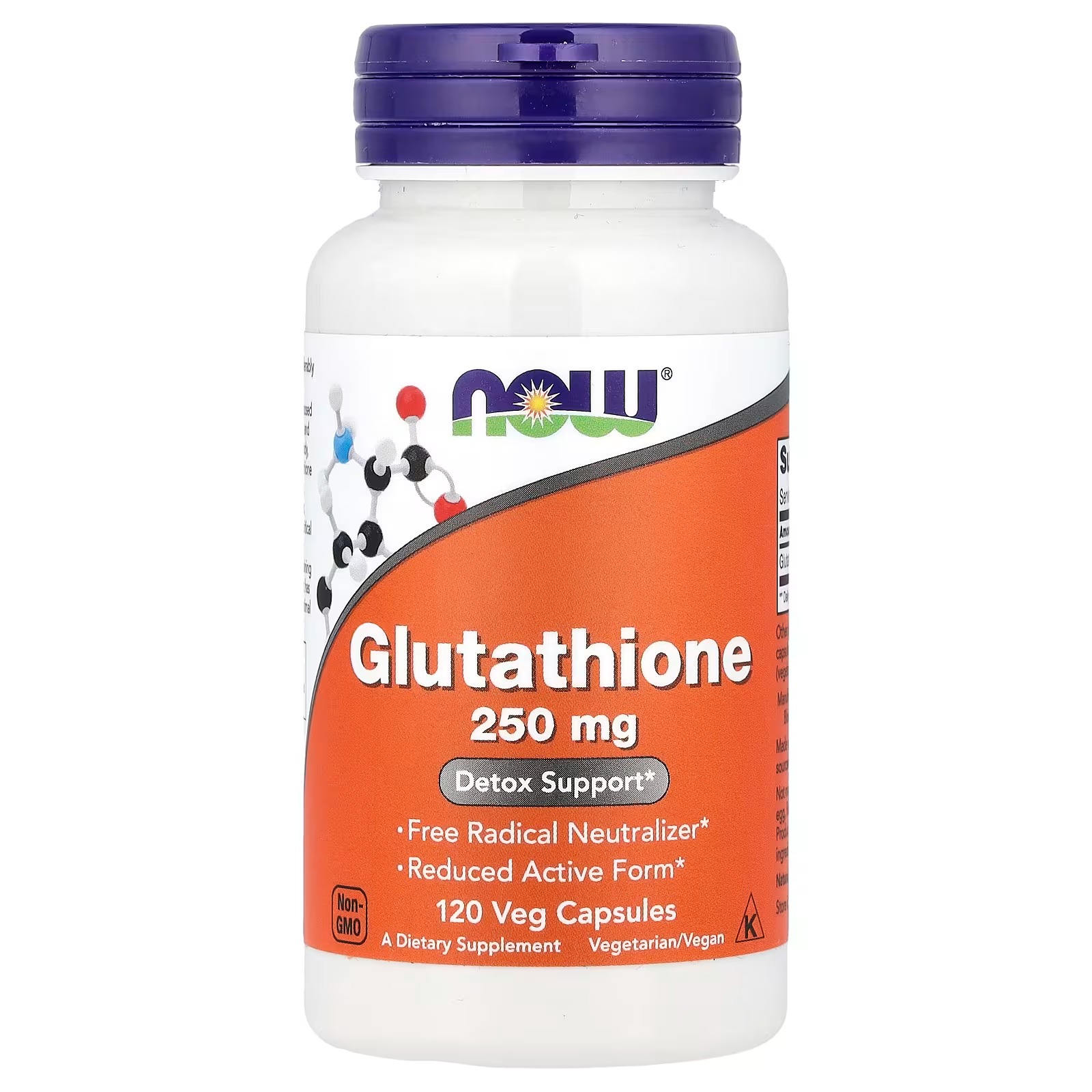 NOW Foods Glutathione 250 mg Free Radical Neutralizer 120 Capsules