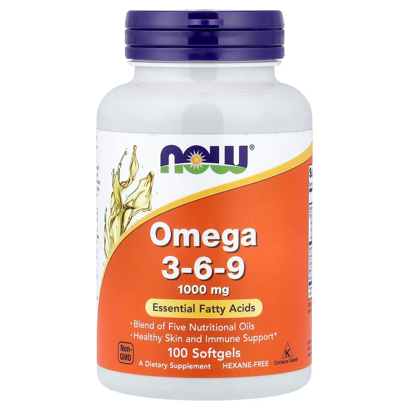 NOW Foods Omega 3-6-9 Blend of Five Nutritional Oils 100 Softgel