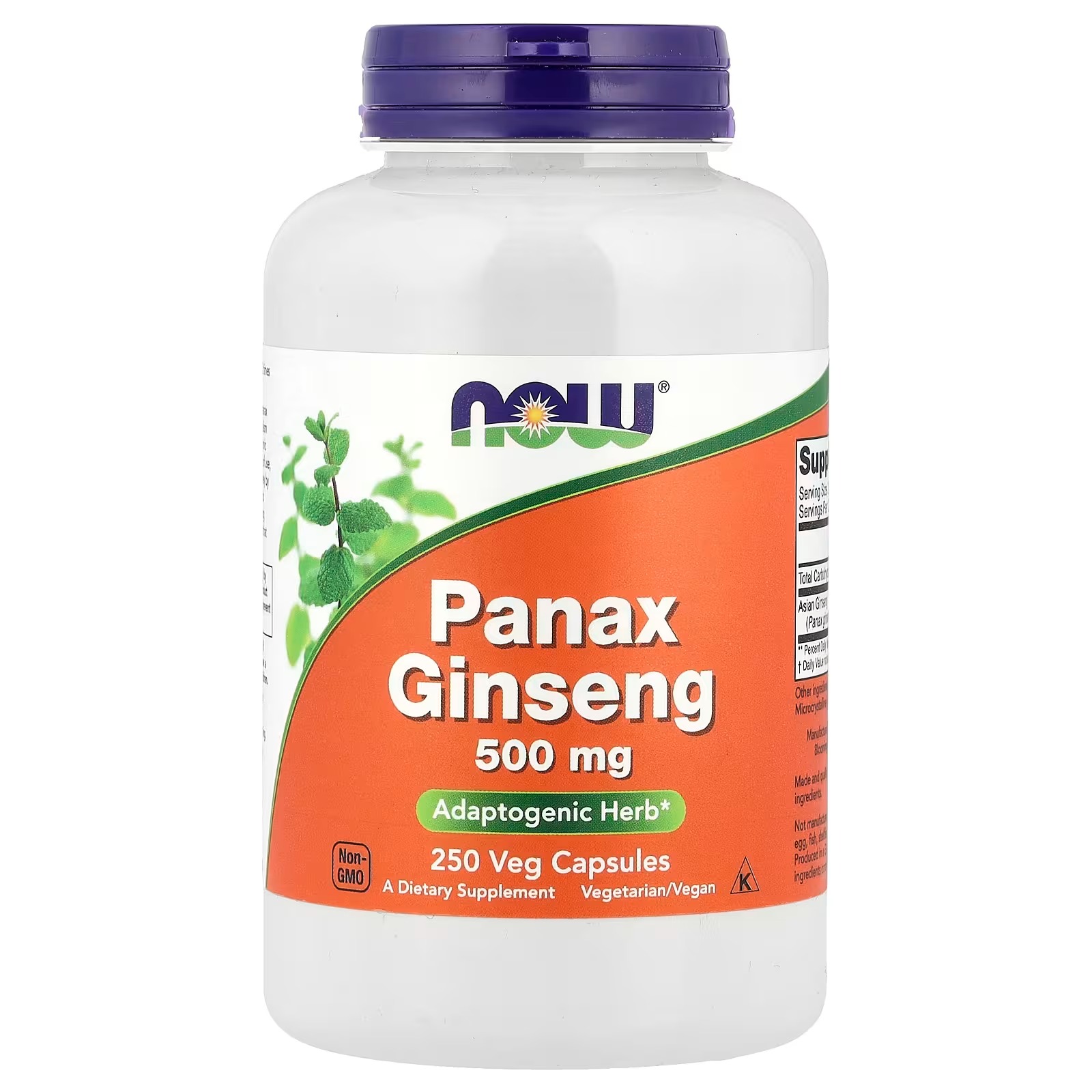 NOW Foods Panax Ginseng 500 mg Adaptogenic Herb 250  Capsules