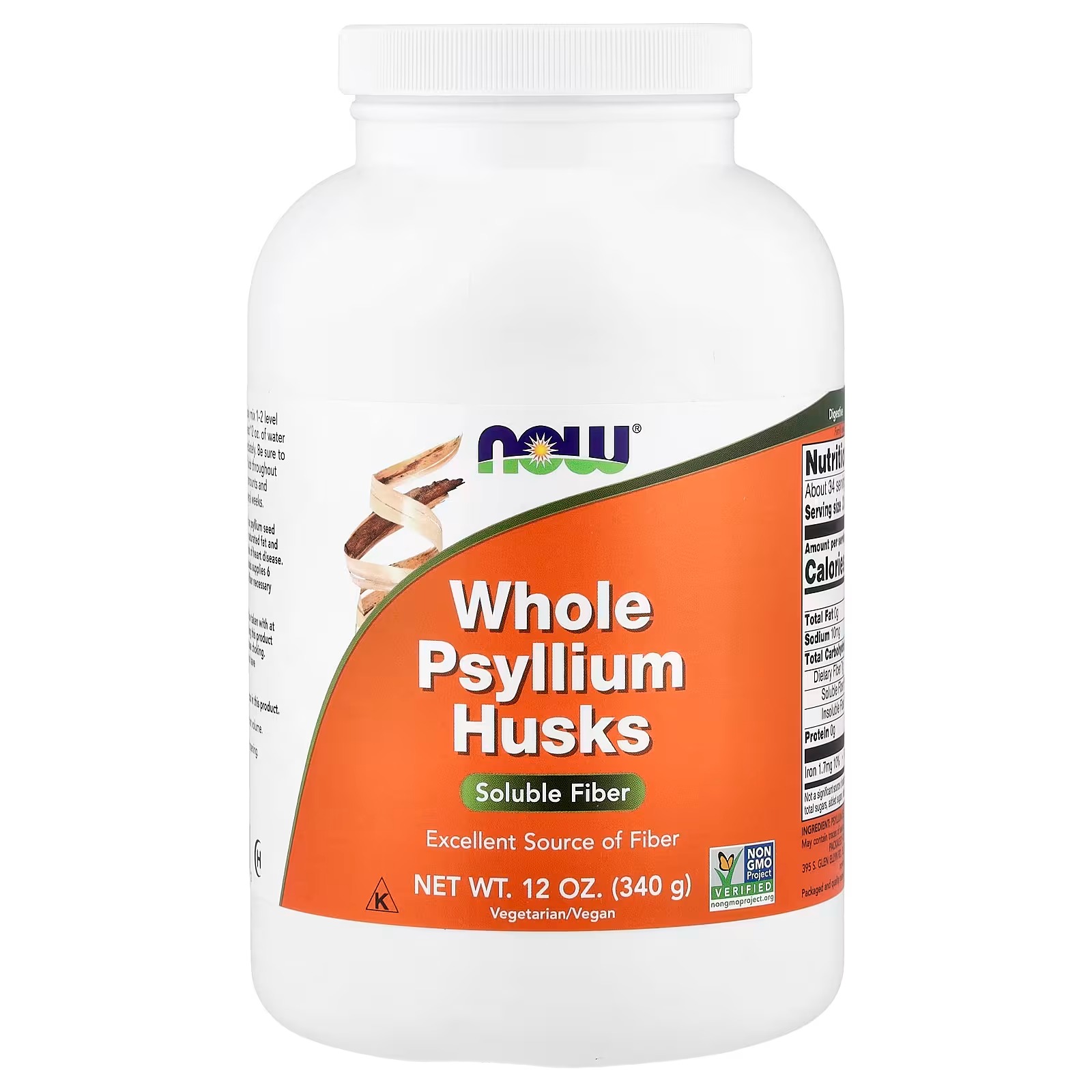 NOW Foods Whole Psyllium Husks  Excellent Source of Fiber (340 g)