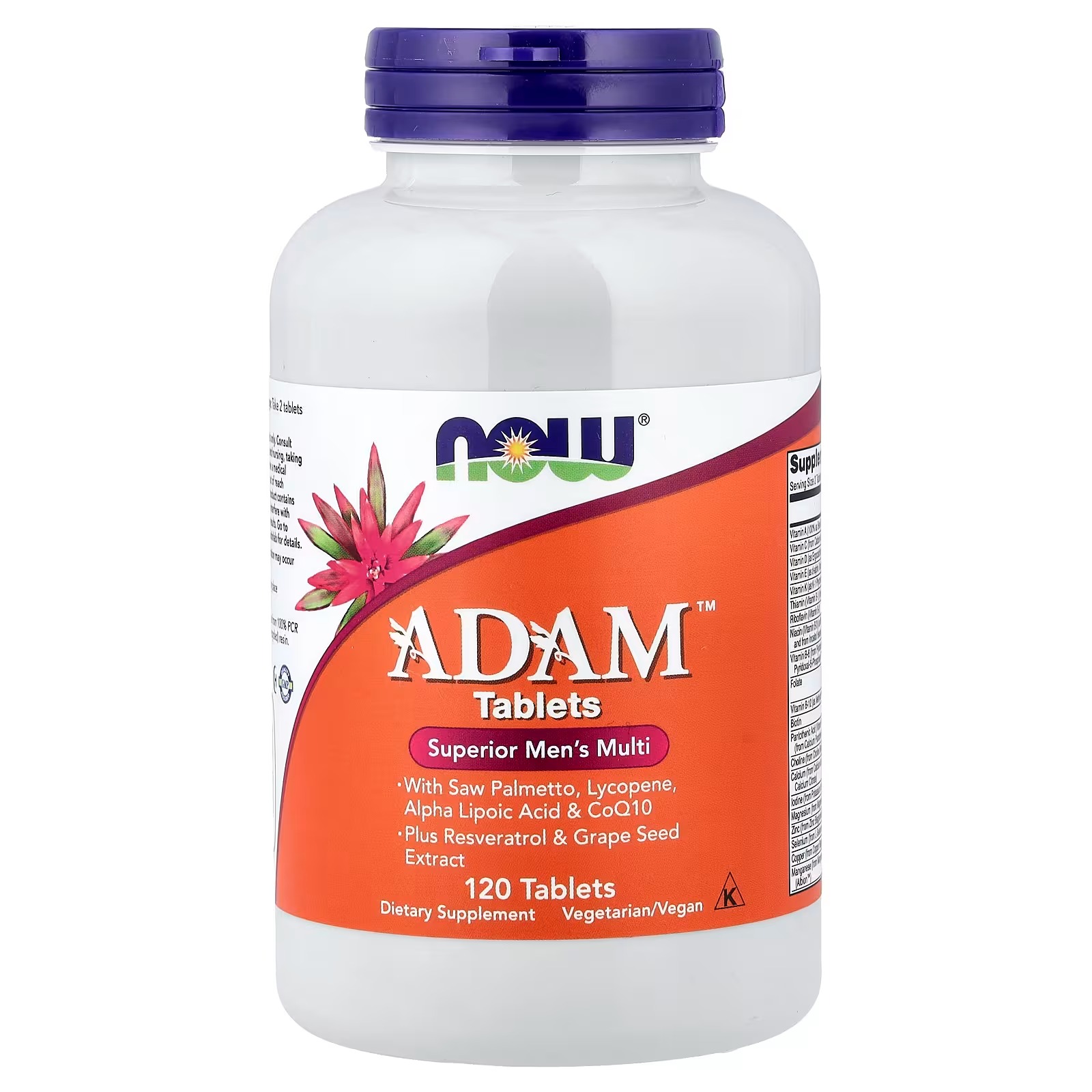 NOW Foods ADAM™ Superior Men's Multi Plus Resveratrol & Grape Seed Extract 120 Tablets
