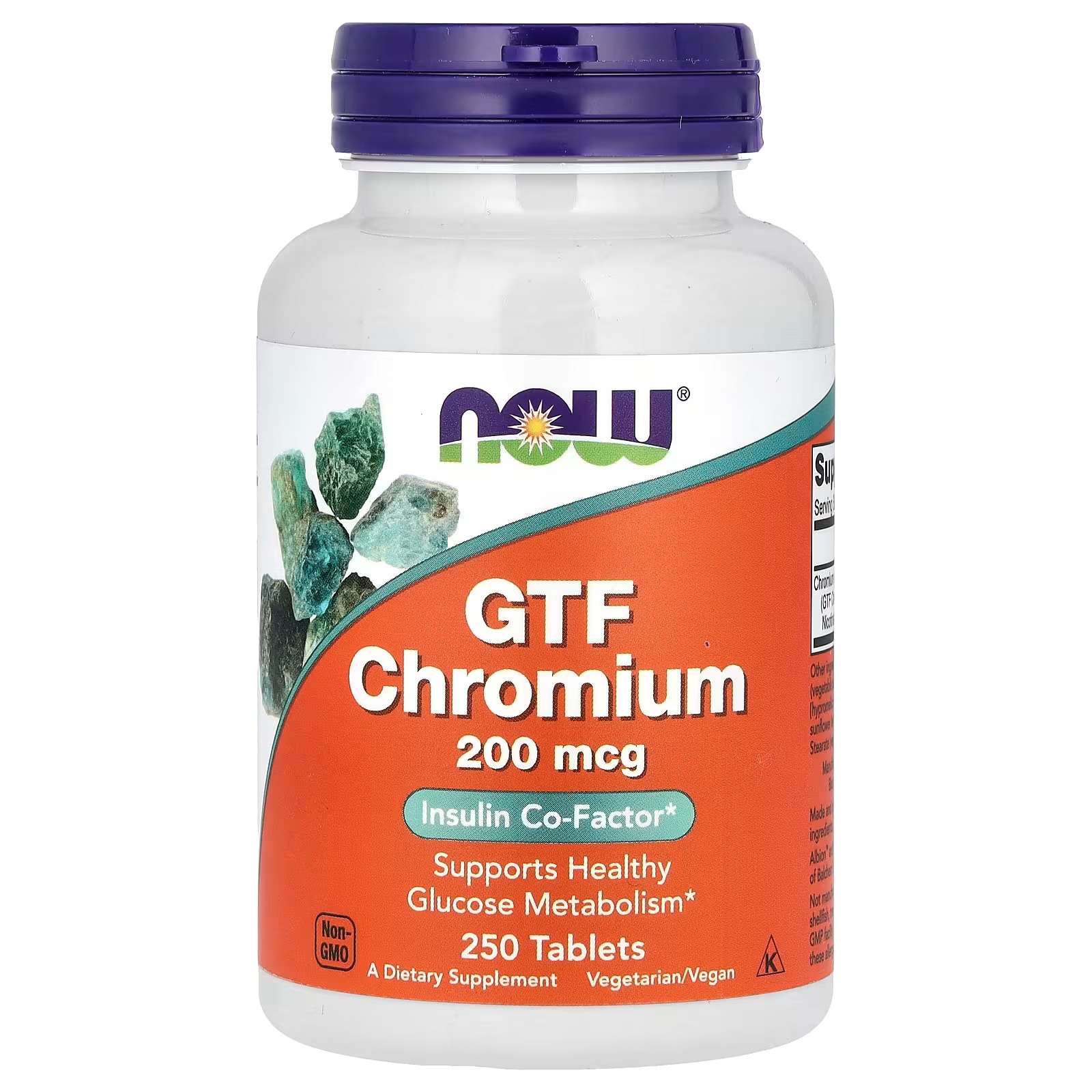 NOW Foods GTF Chromium 200 mcg Supports Healthy Glucose Metabolism 250 Tablets