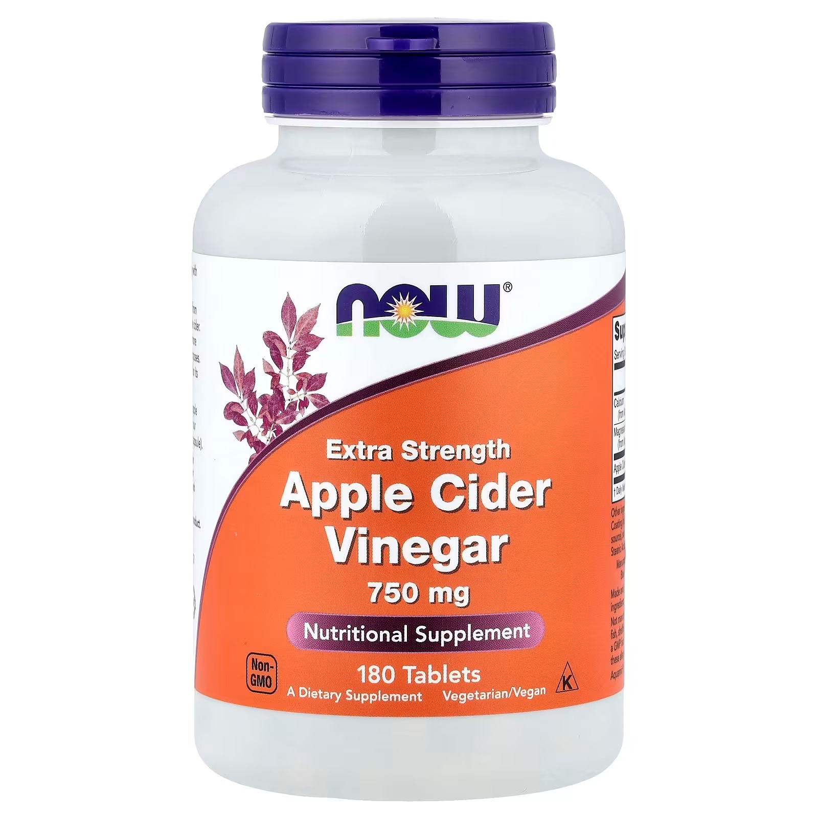 NOW Foods Apple Cider Vinegar 750 mg 180 Tablets