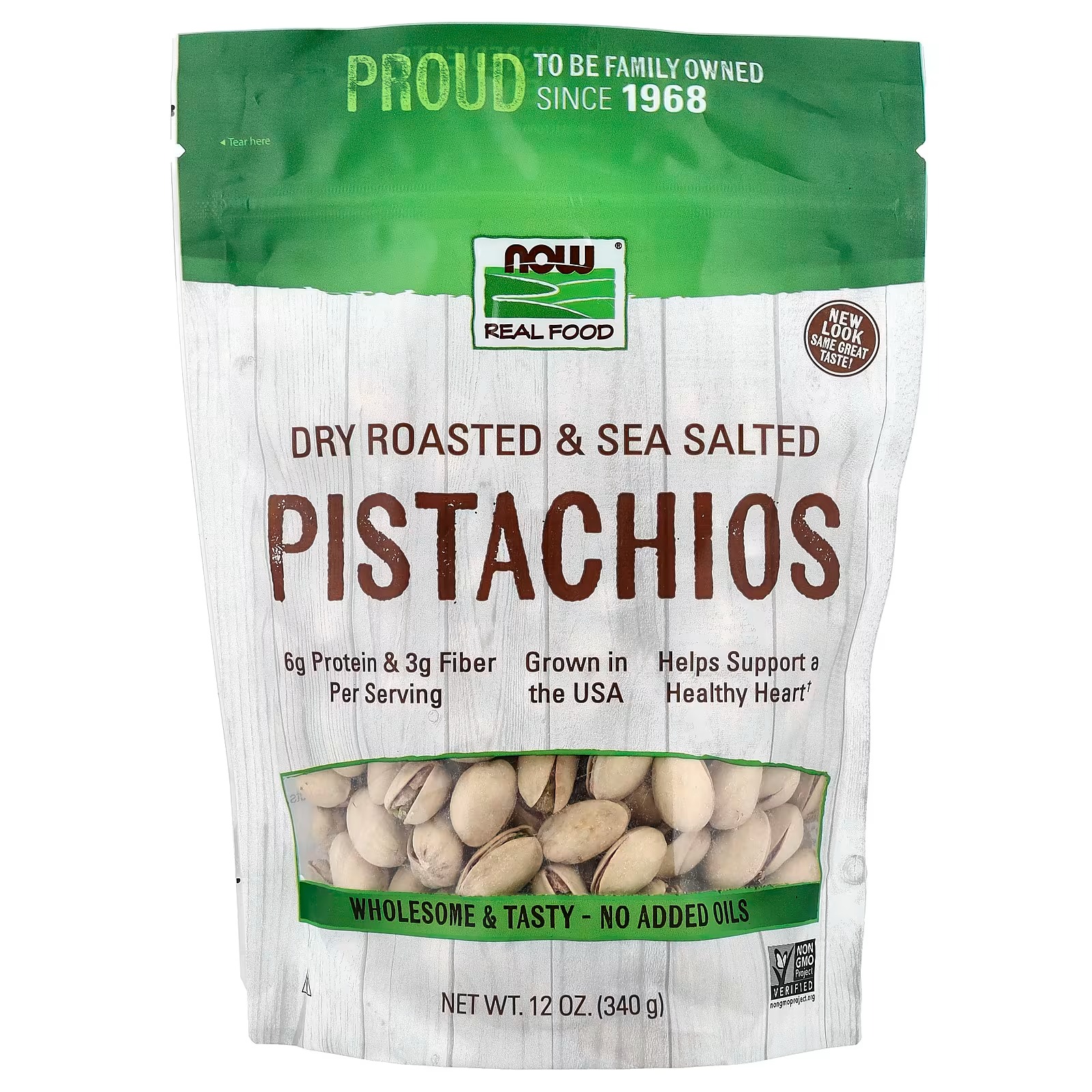 NOW Foods Real Food Pistachios Dry Roasted & Sea Salted (340 g)
