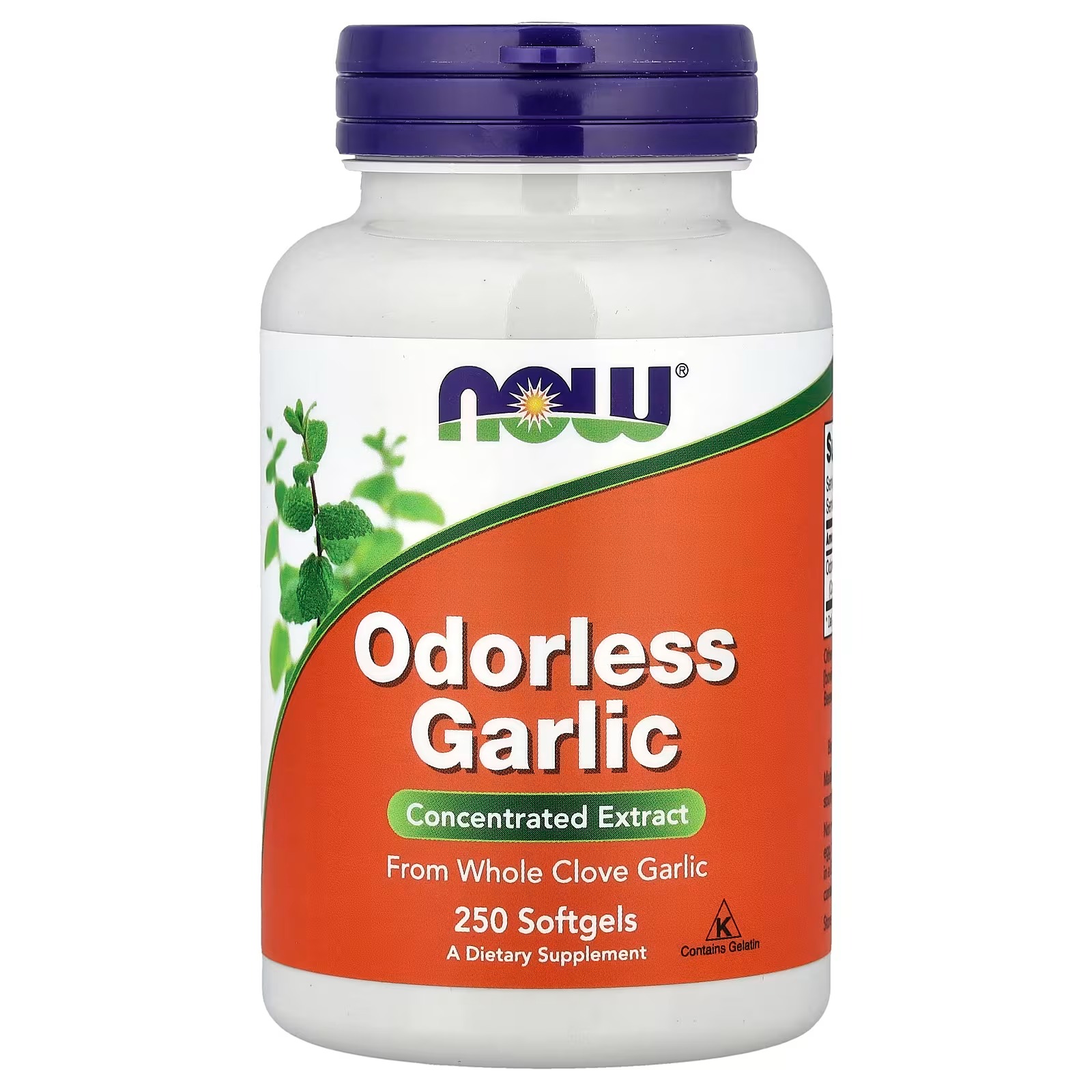 NOW Foods Odorless Garlic From Whole Clove Garlic  250 Softgels