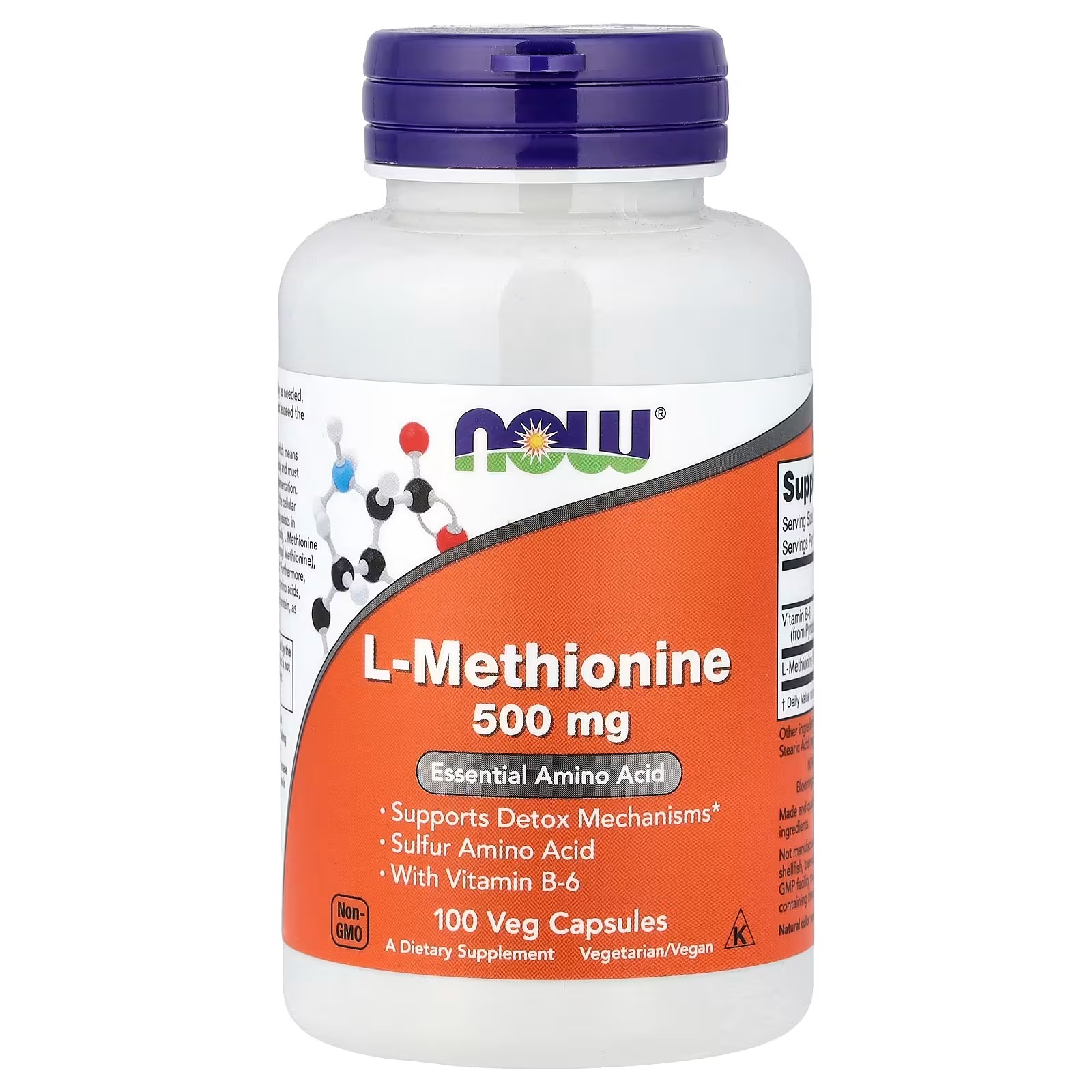 NOW Foods L-Methionine Supports Detox Mechanisms 100  Capsules