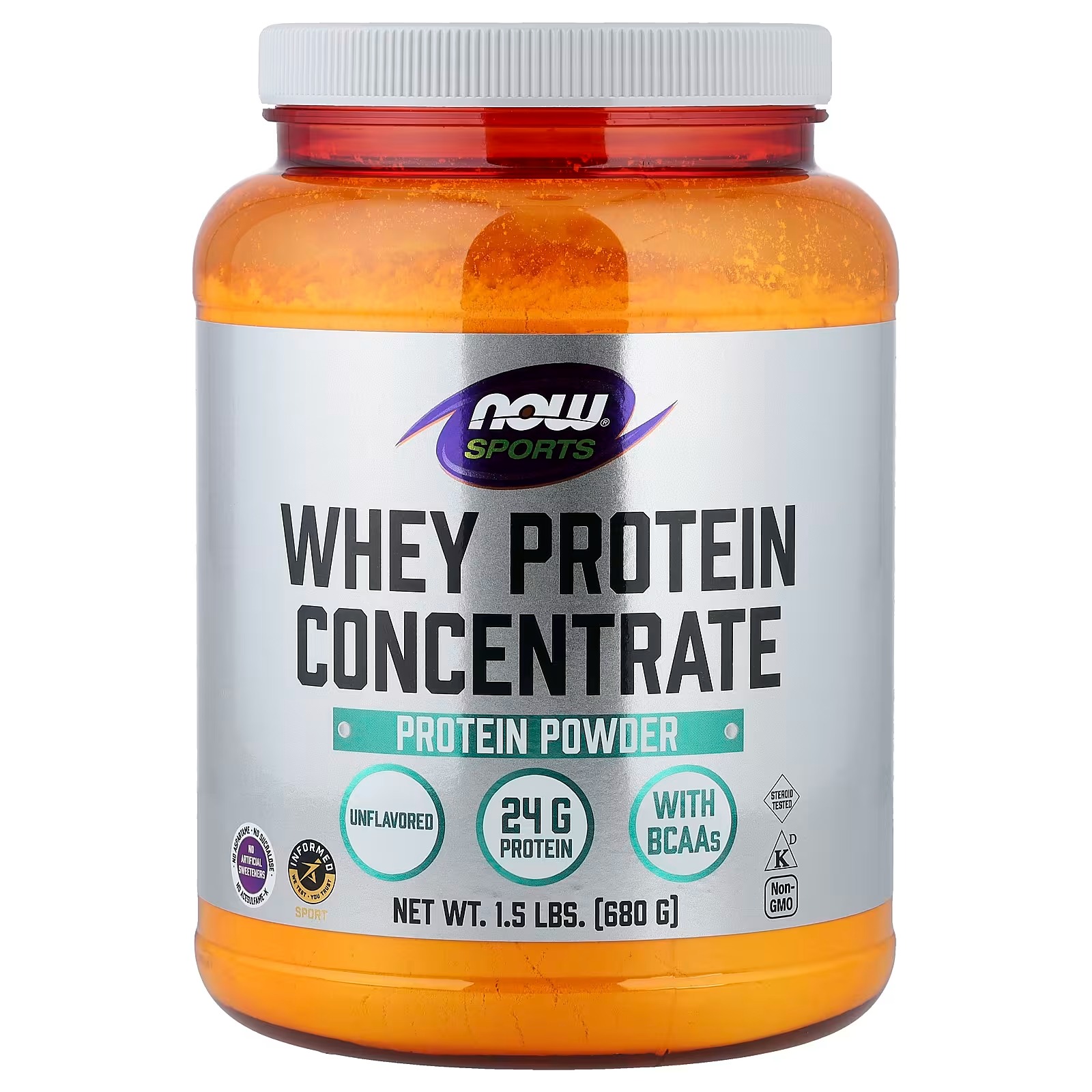 NOW Foods Sports Whey Protein Concentrate Protein PowderUnflavored 680 g