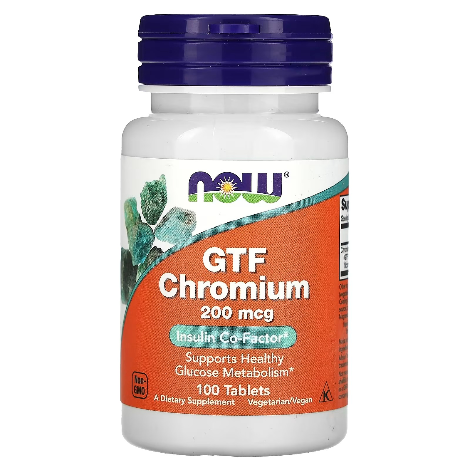NOW Foods GTF Chromium 200 mcg Insulin Co-Factor 100 Tablets