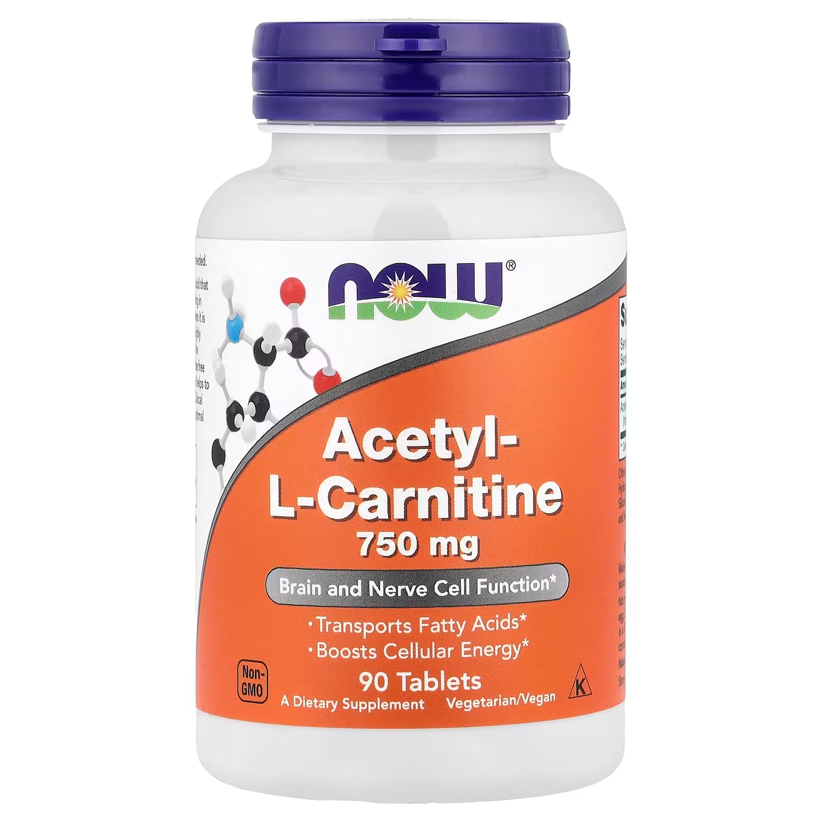NOW Foods Acetyl-L Carnitine 750 mg Transports Fatty Acids 90 Tablets