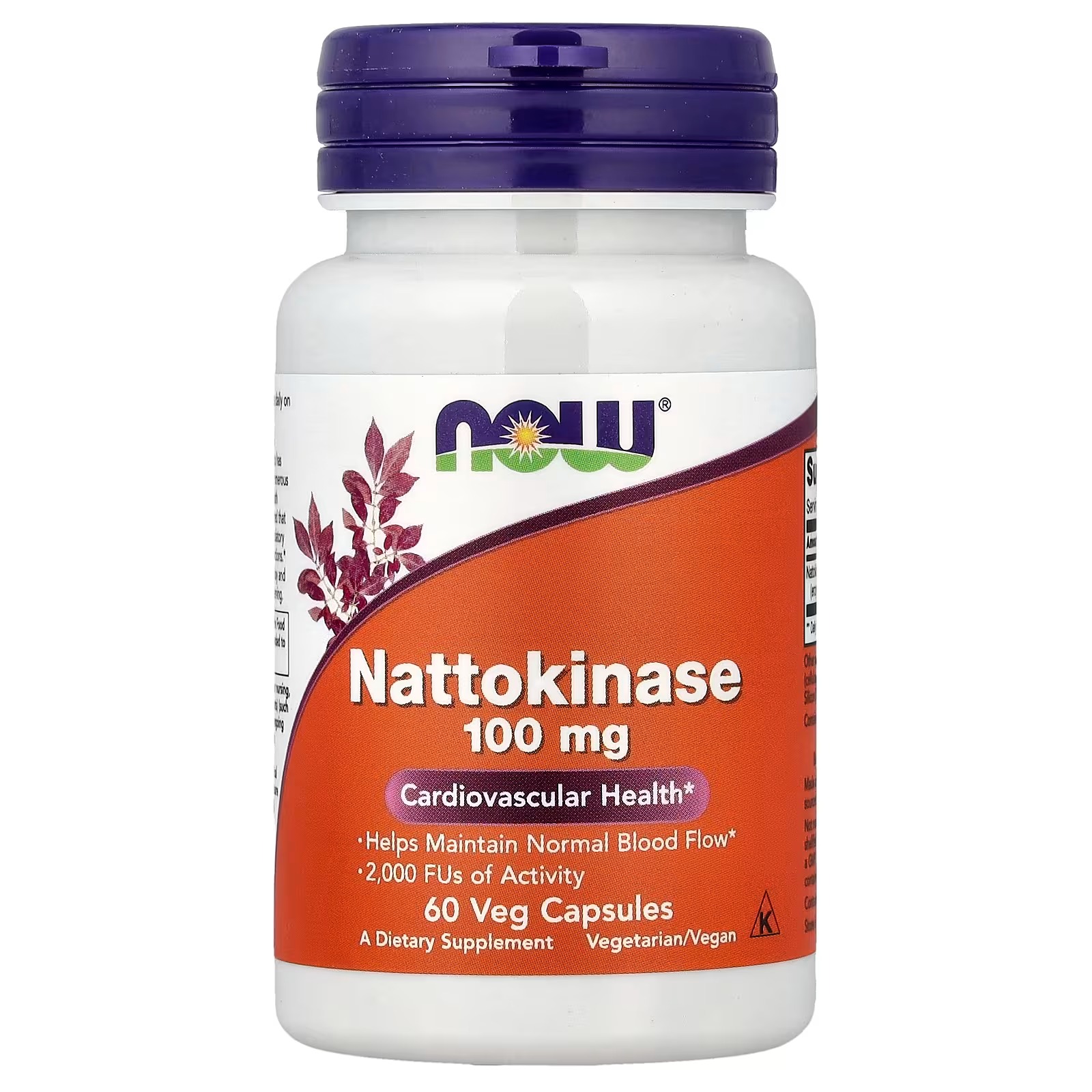 NOW Foods Nattokinase 100 mg with 2000 FUs of Activity 60 Capsules