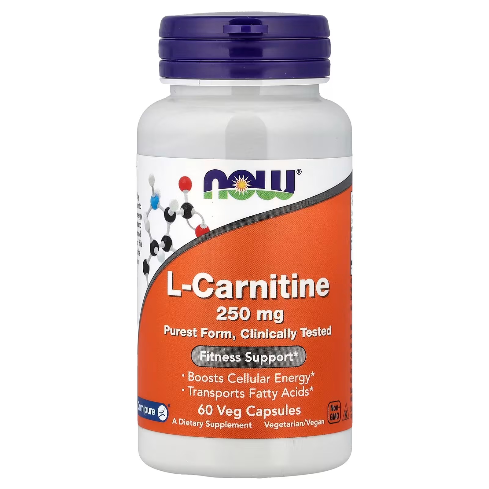 Now Foods L-Carnitine 250 mg Purest Form Amino Acid, Fitness Support Metabolic Support 120 Capsules
