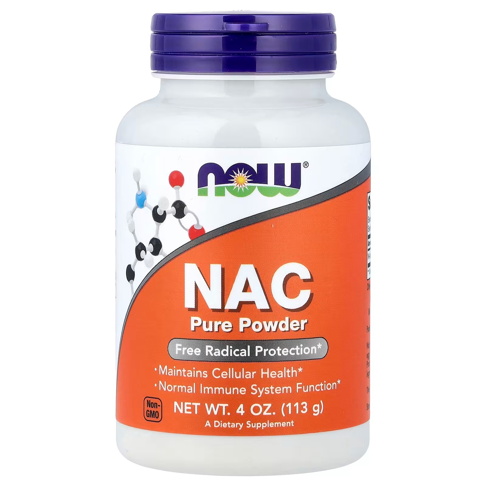 Now Foods NAC (N-Acetyl Cysteine) 600 mg Pure Powder Free Radical Protection Cellular Health Immune System Function (113 g)