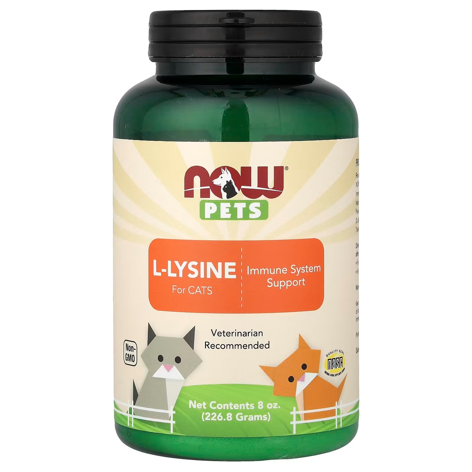 NOW Pet Health L-Lysine  Powder Formulated for Cats NASC Certified 226.8 g