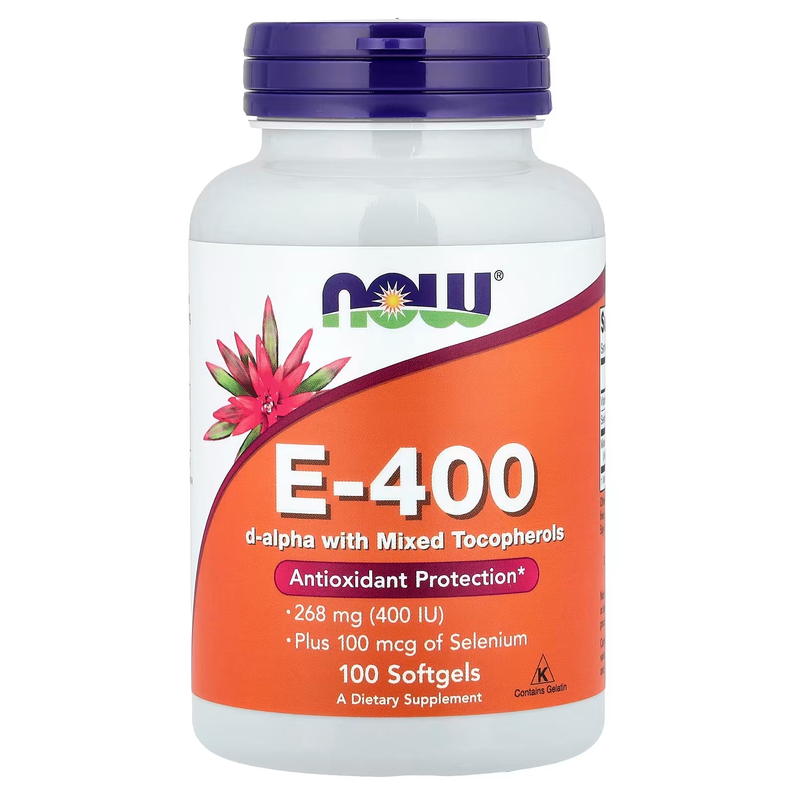 NOW Foods E-400 D-Alpha with Mixed Tocopherols 100 Softgels