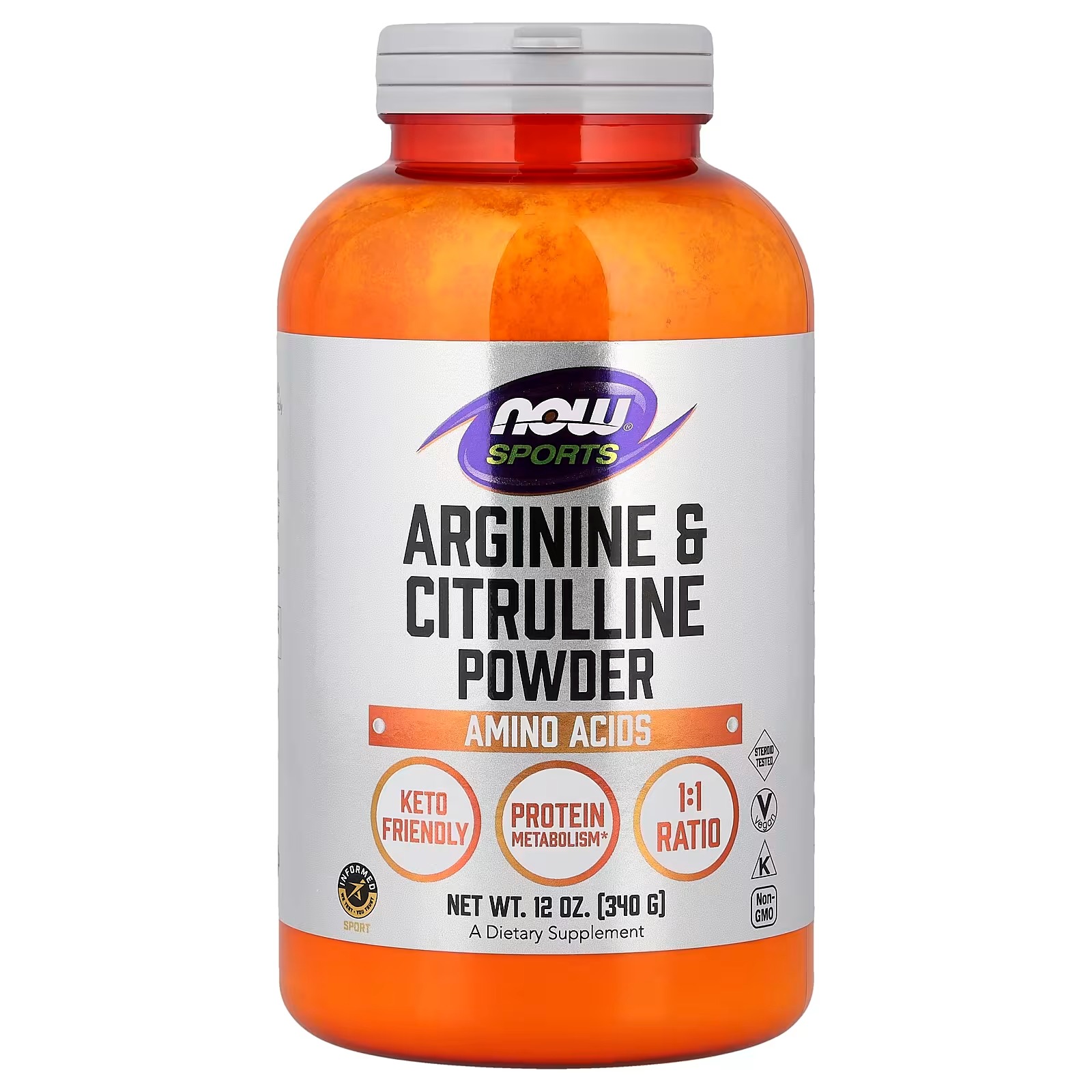 NOW Foods Sports Nutrition Arginine & Citrulline Powder Amino Acid 340 g