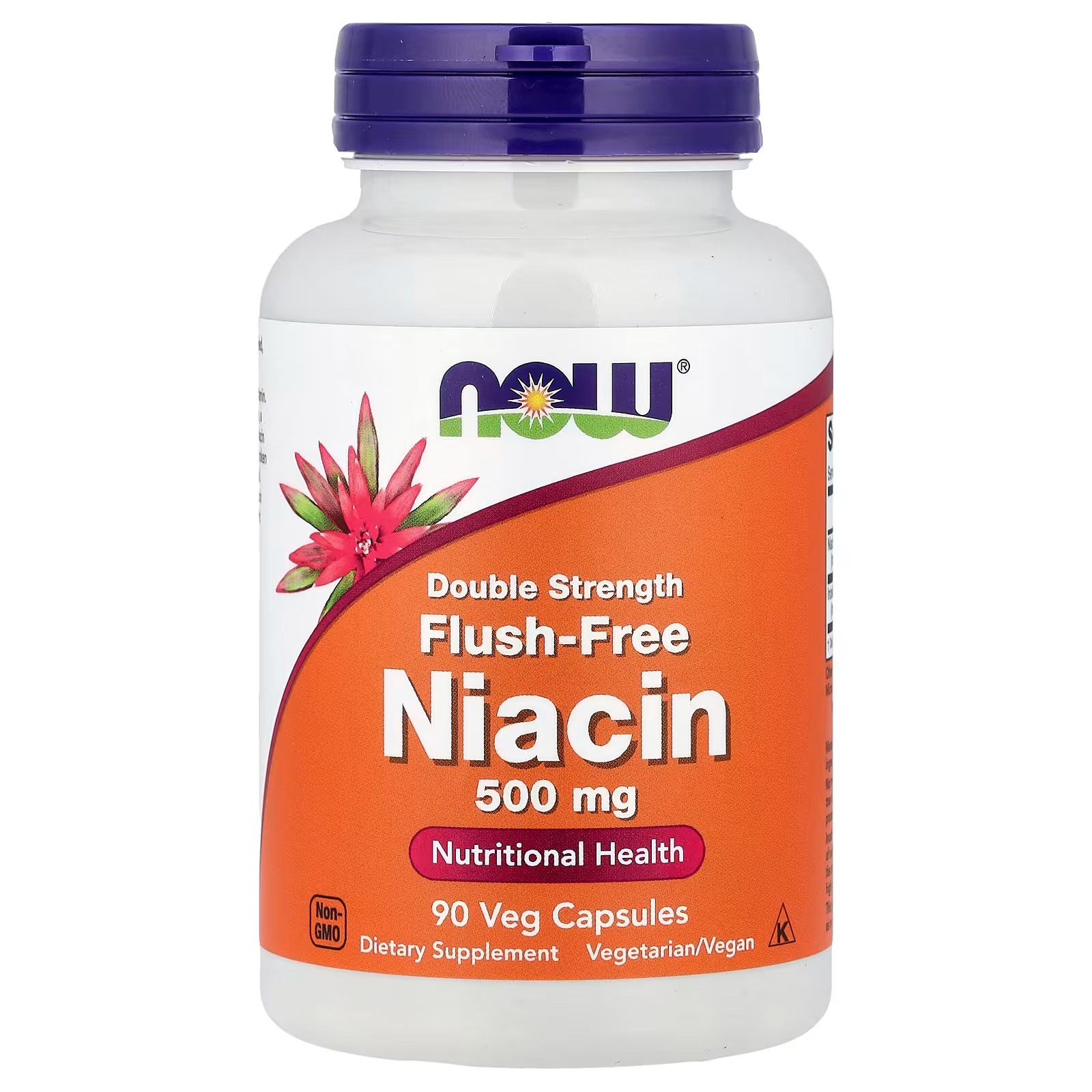 NOW Foods Niacin (Vitamin B-3) 500 mg Flush-Free Double Strength, Nutritional Health 90 Capsules