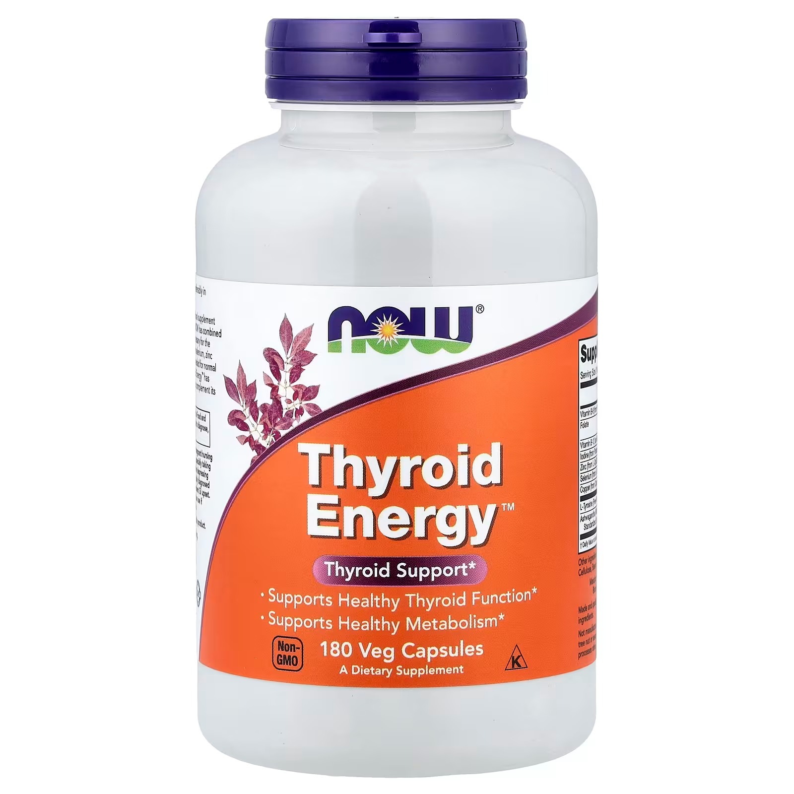 NOW Foods Thyroid Energy™ Iodine and Tyrosine plus Selenium Zinc and Copper 180 Capsules