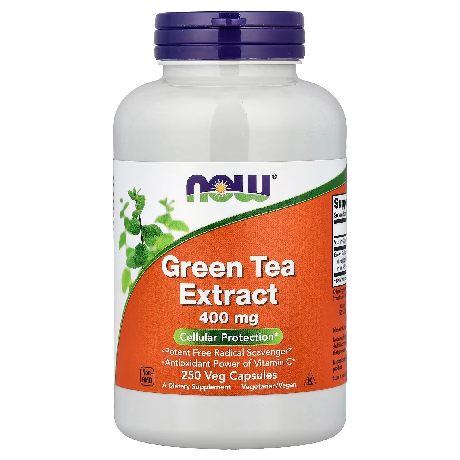 NOW Foods Green Tea Extract 400 mg with Vitamin C for Dietary Cellular Protection 250 Capsules
