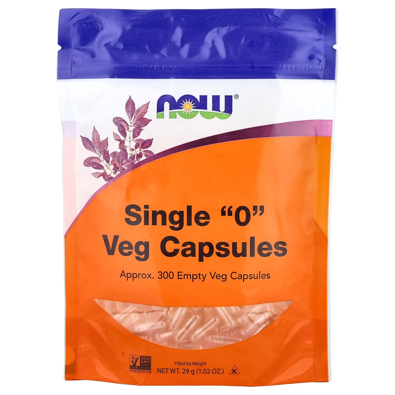 NOW Foods Empty Vegetarian Capsules Single 0 Filled by Weight 300 Capsules