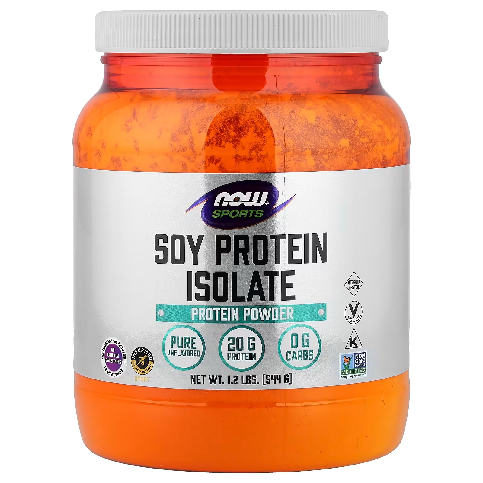 NOW Foods Sports Nutrition Soy Protein Isolate 20 G 0 Carbs Unflavored Powder