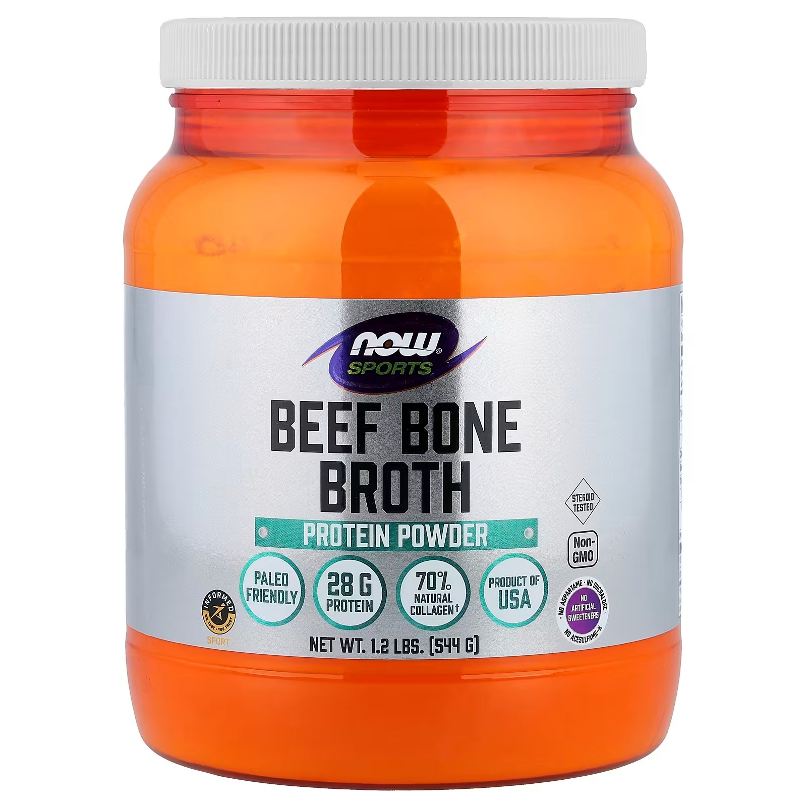 NOW Foods Sports Nutrition Beef Bone Broth Powder made with Premium-Quality Beef Bone Extract