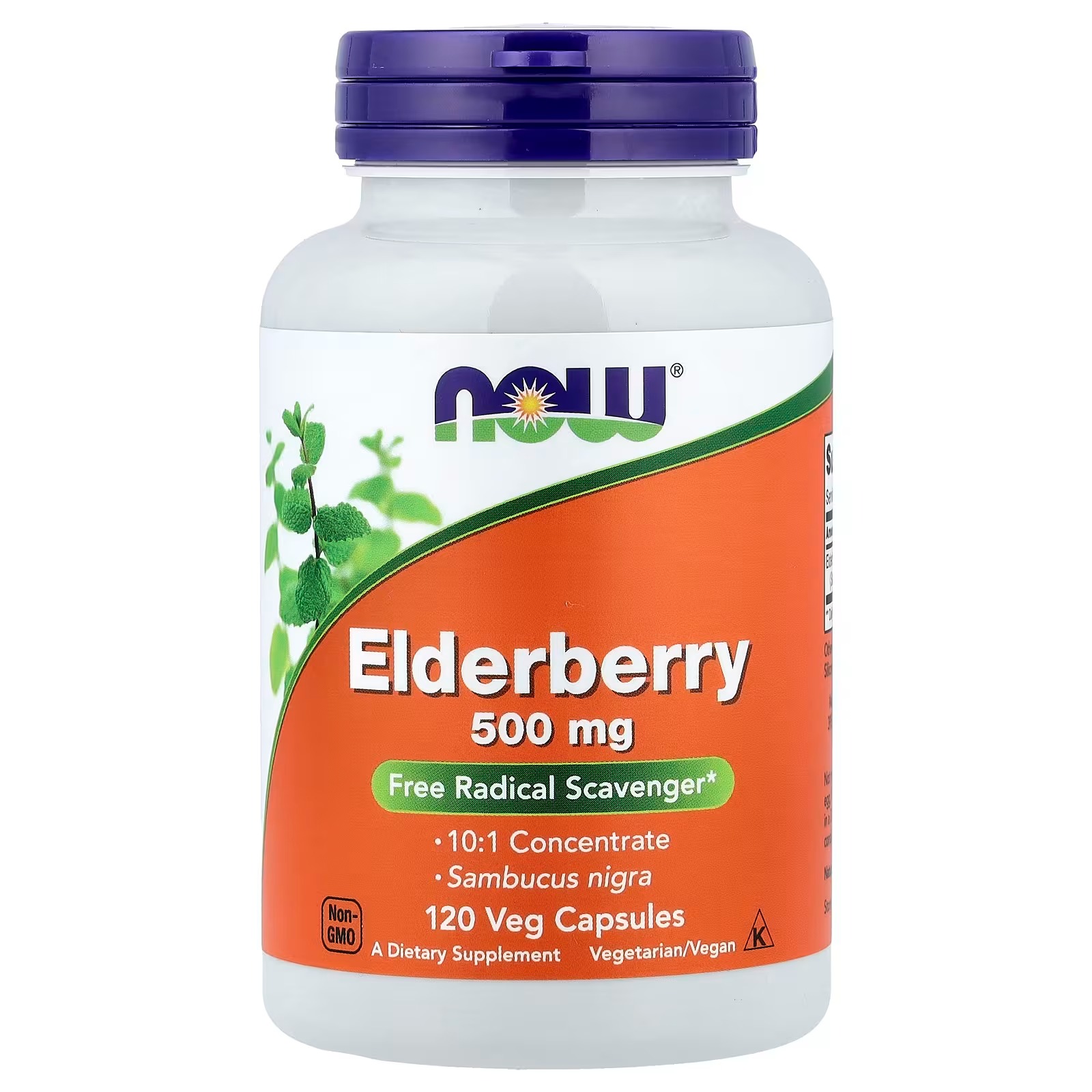 NOW Foods Elderberry (Sambucus nigra)500 mg 10:1 Concentrate 120 Capsules