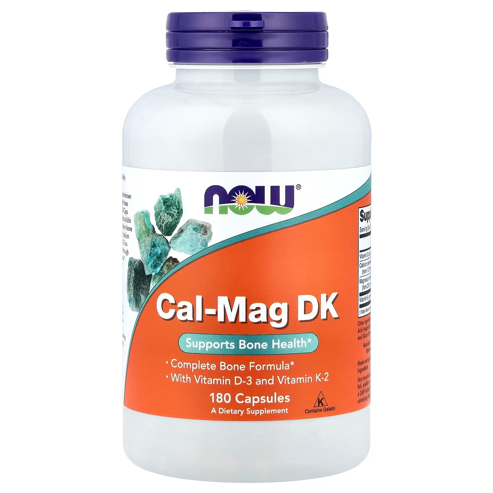 NOW Foods Cal-Mag DK with Vitamin D-3 and Vitamin K-2 Supports Bone Health 180 Capsules