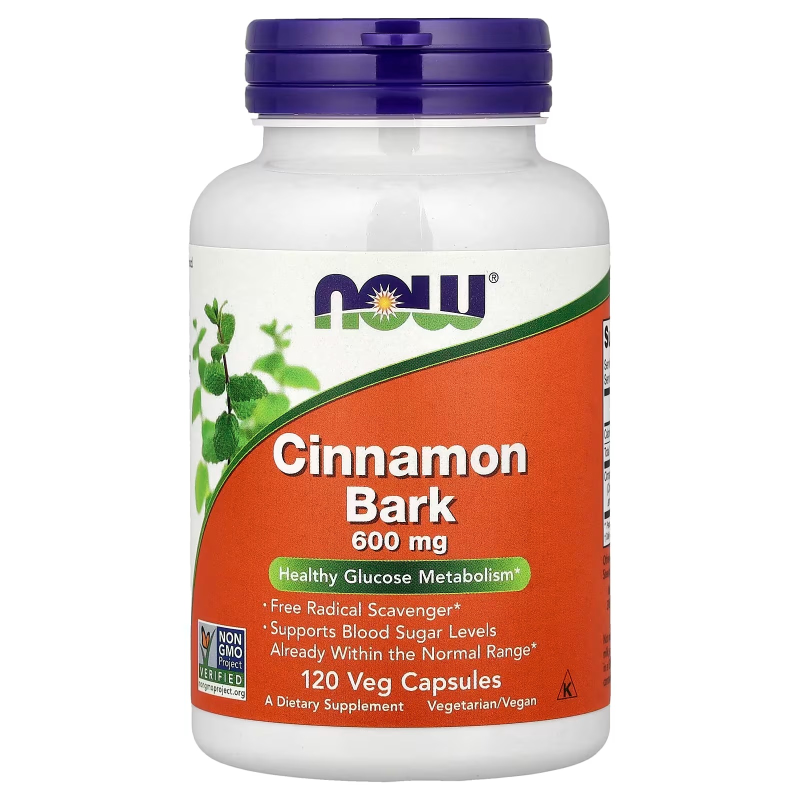 NOW Foods  Cinnamon Bark 600 mg Healthy Glucose Metabolism 240 Capsules