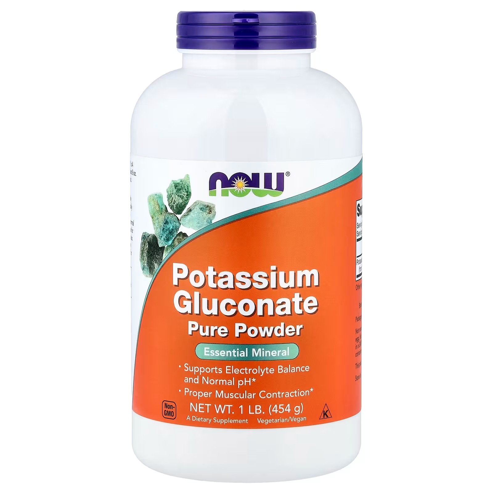 NOW Foods Potassium Gluconate Pure Powder 175 mg Essential Mineral