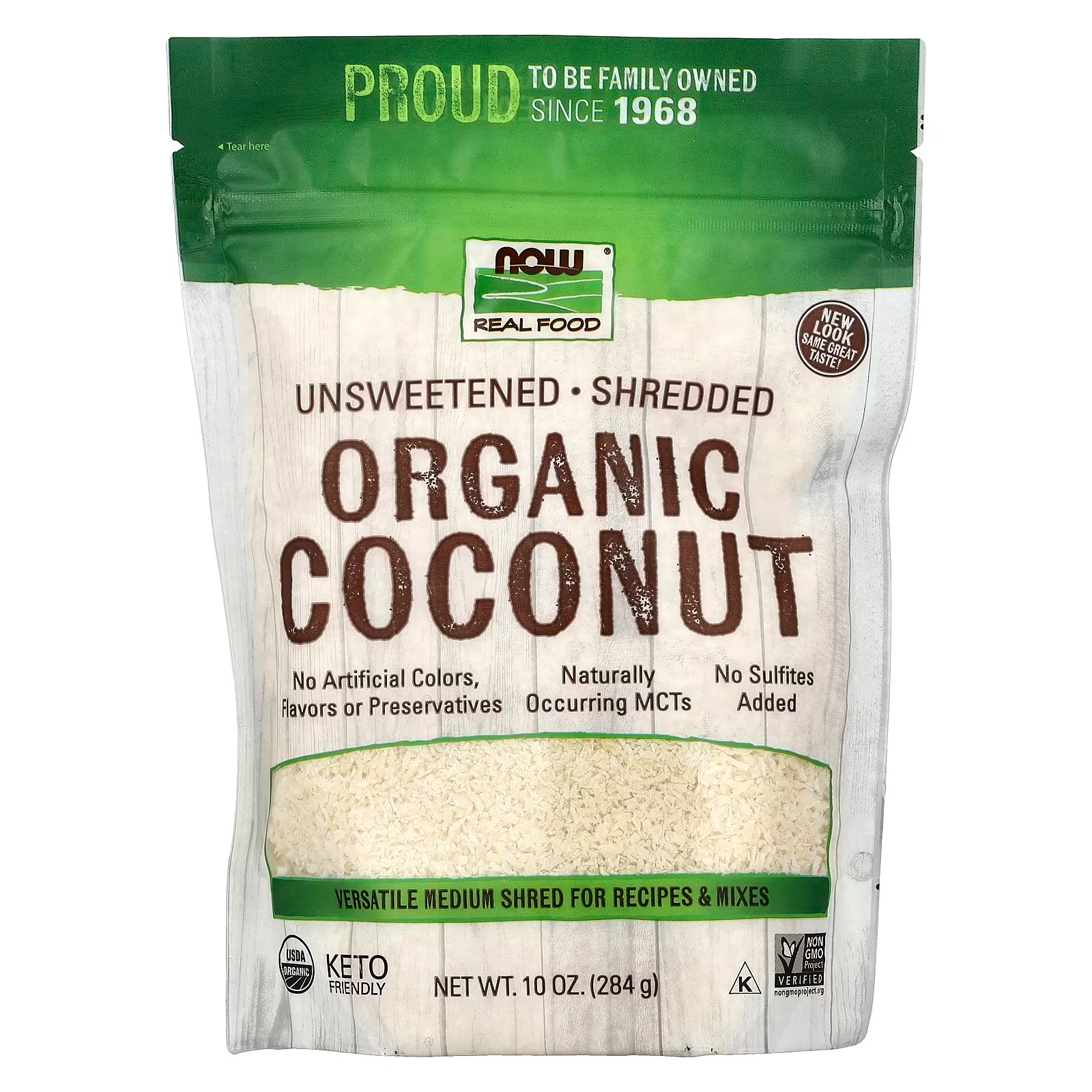 NOW Foods Real Food Organic Coconut Unsweetened, Shredded  (284 g)