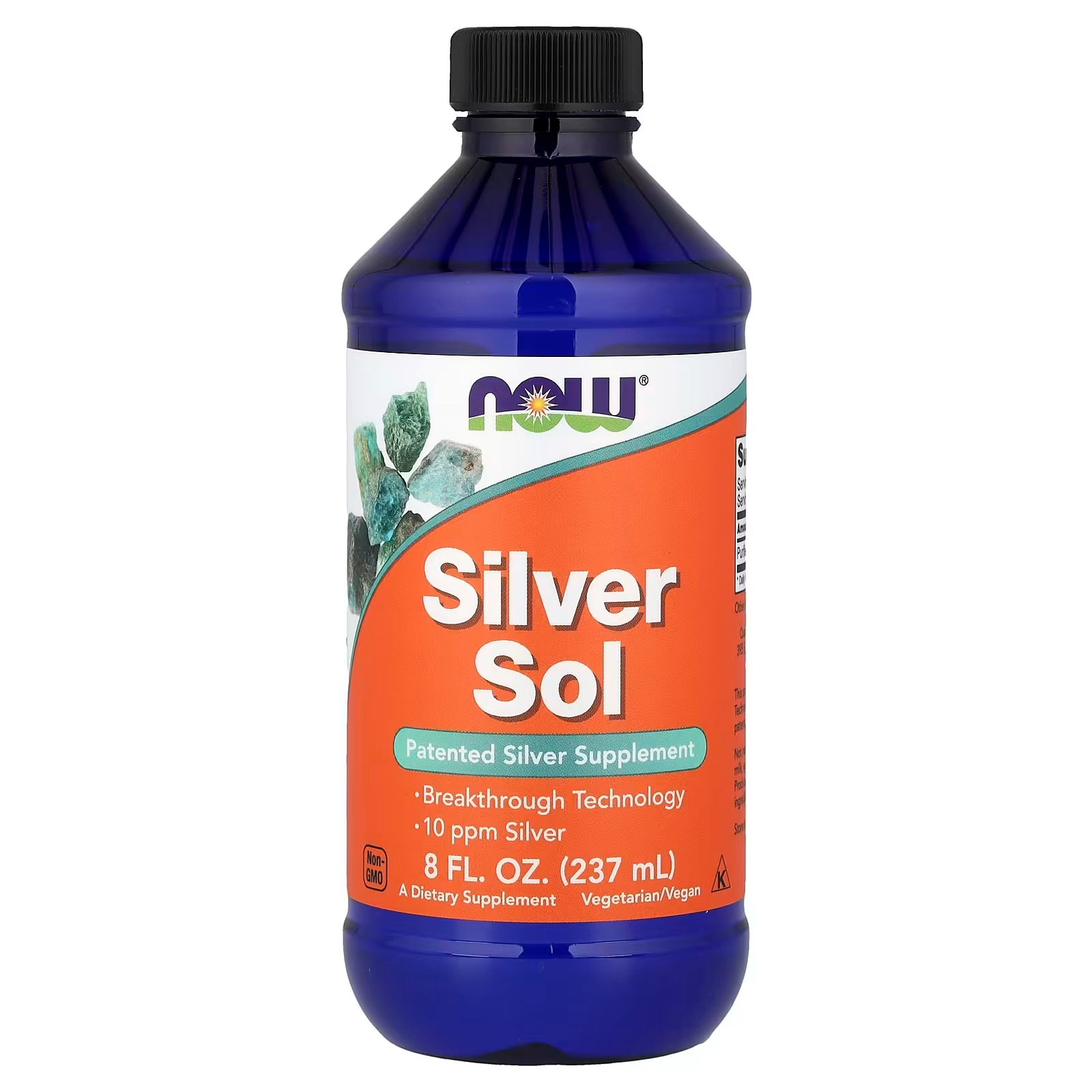 NOW Foods Silver Sol 10 PPM with Elemental Silver and Deionized Water Liquid