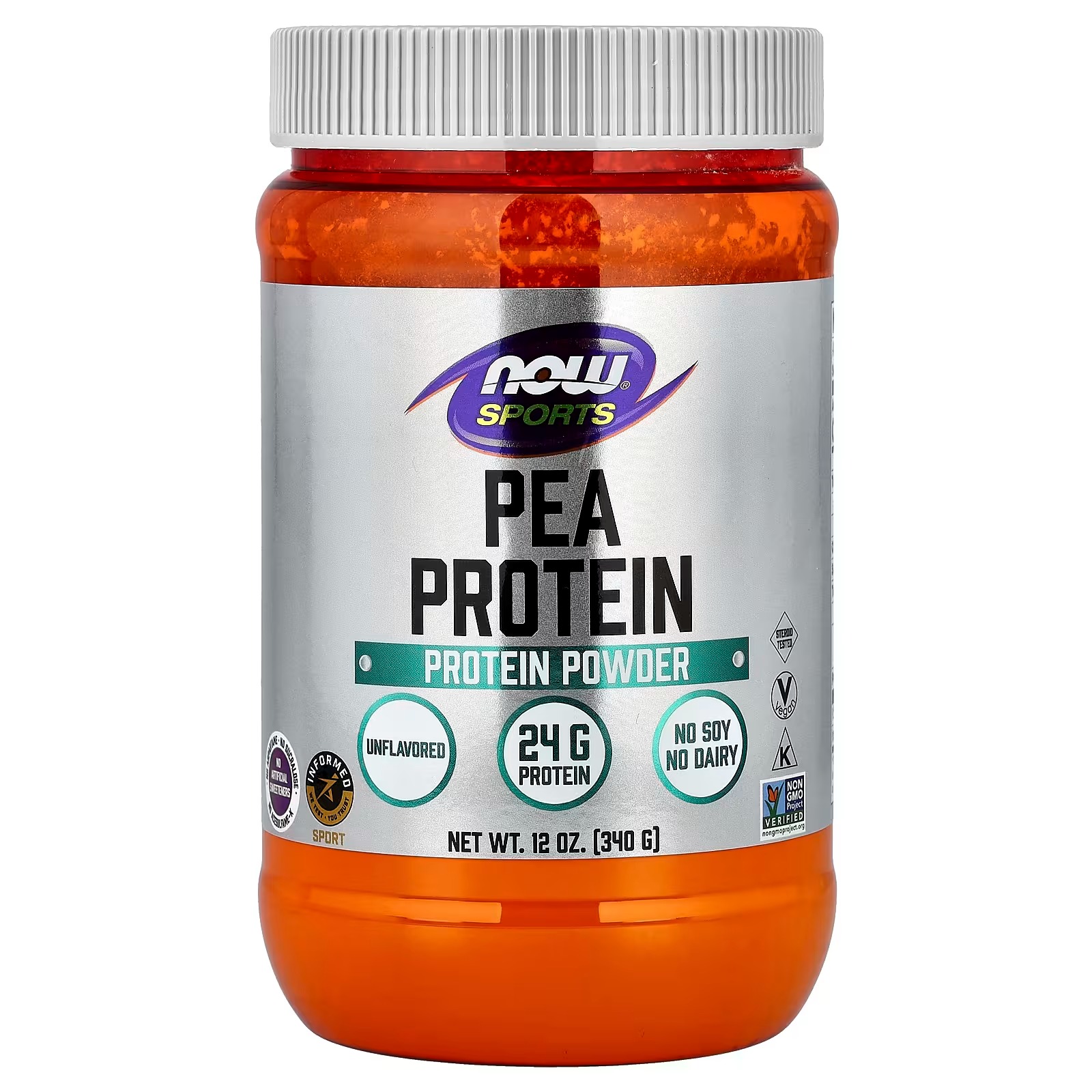 NOW Foods Sports Nutrition Pea Protein 24 g Easily Digested Unflavored Powder