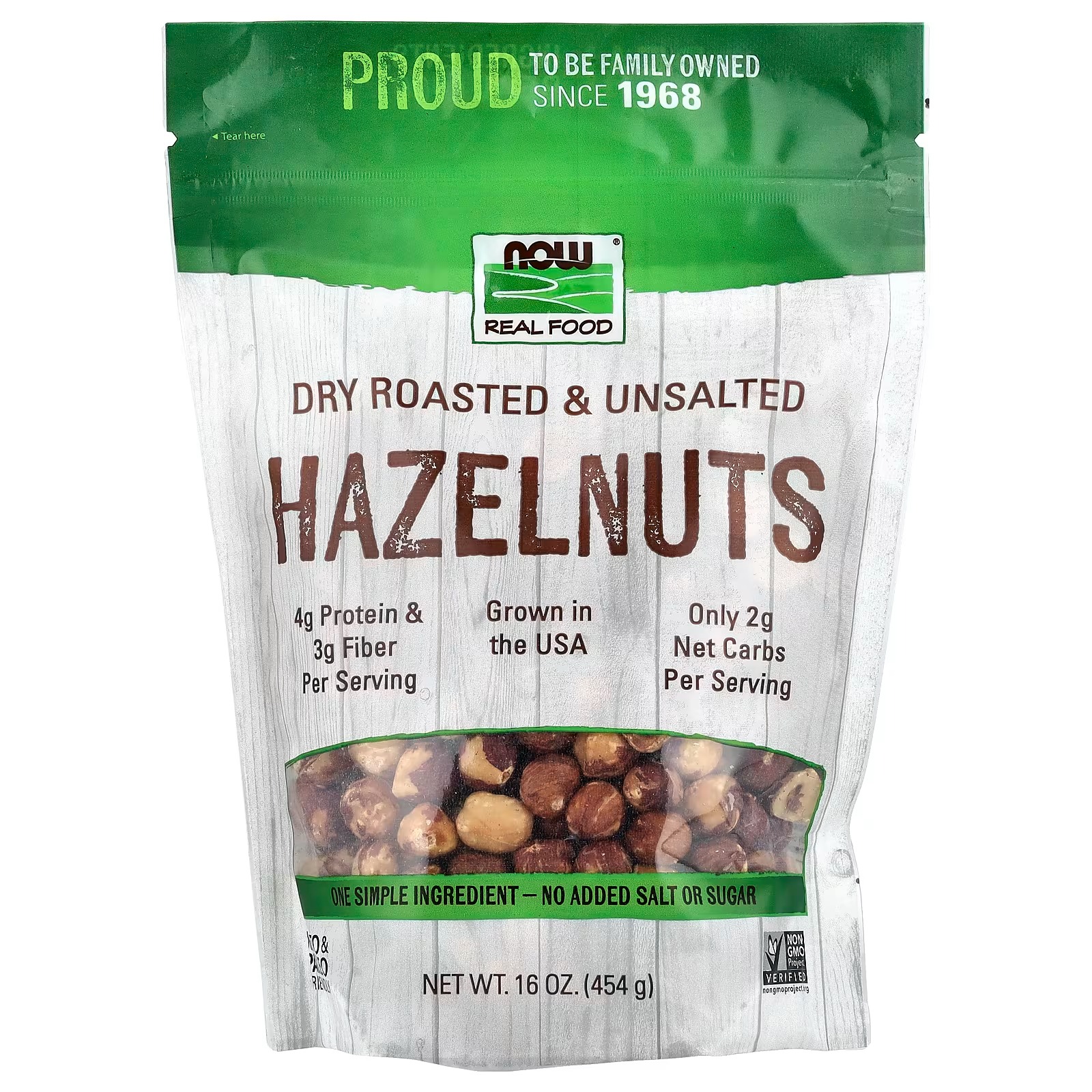 NOW Foods Hazelnuts, Dry Roasted & Unsalted (454 g)