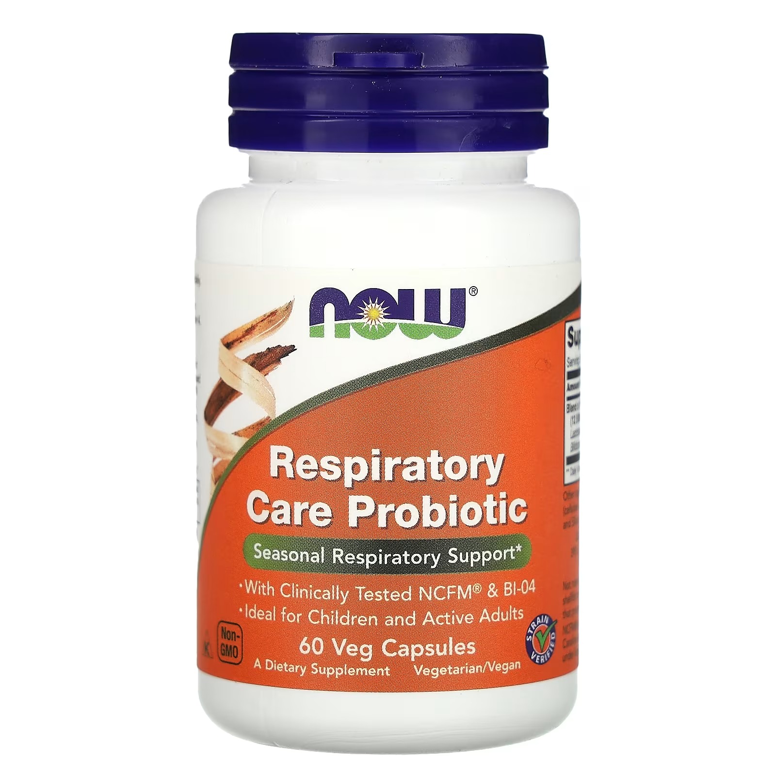 NOW Foods Respiratory Care Probiotic with Clinically Tested NCFM® &  60 Veg Capsules