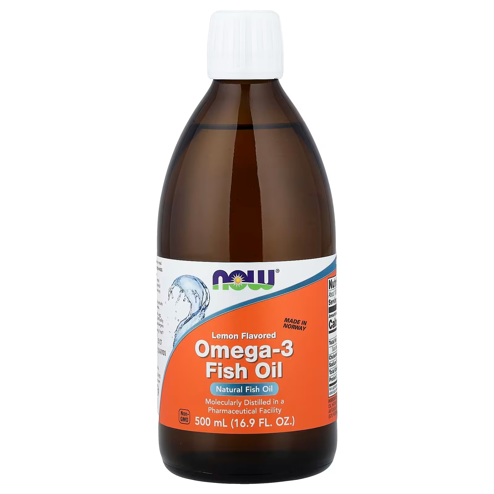 NOW Foods Omega-3 Fish Oil Liquid Molecularly Distilled Lemon Flavored