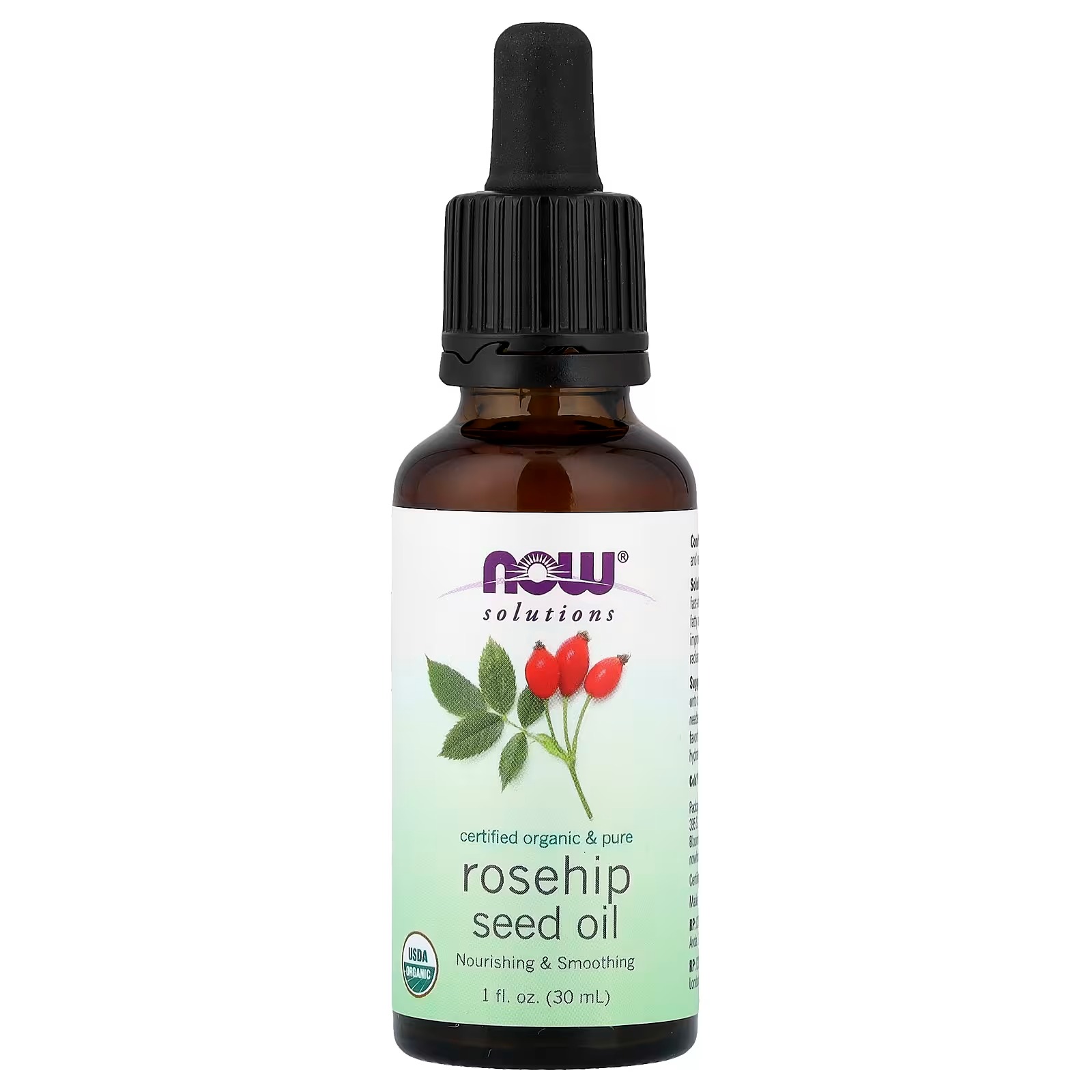 NOW Foods Solutions Certified Organic & Pure Rosehip Seed Oil (30 ml)