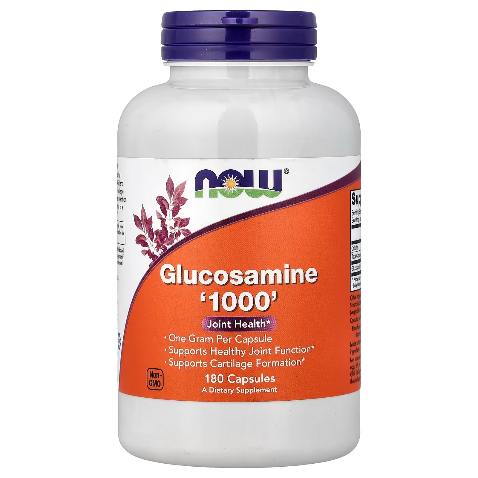NOW Foods Glucosamine 1000 with UL Dietary Supplement Certification 180 Veg Capsules