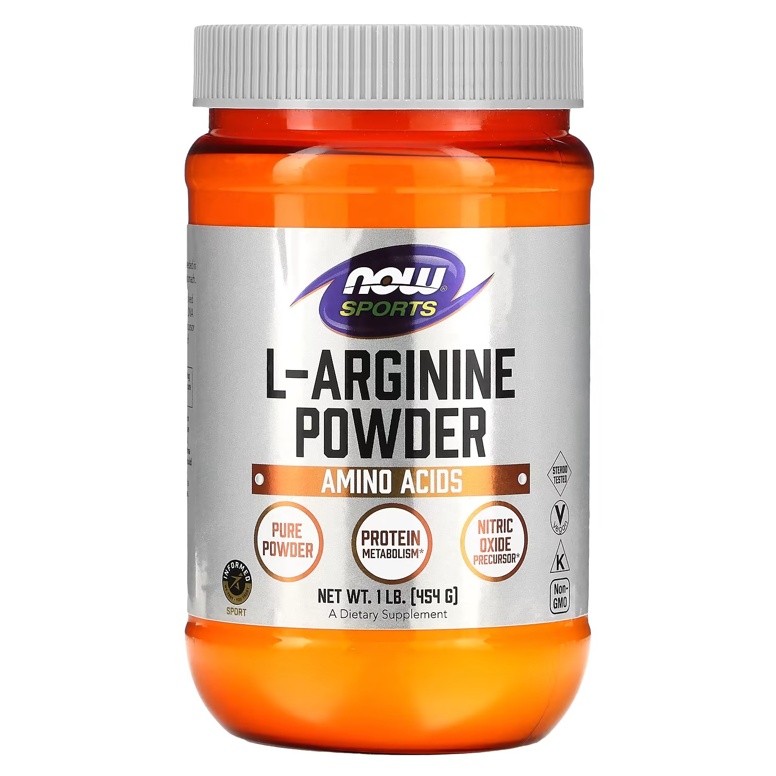 NOW Foods Sports Nutrition L-Arginine Powder Nitric Oxide Precursor Amino Acids 454 g