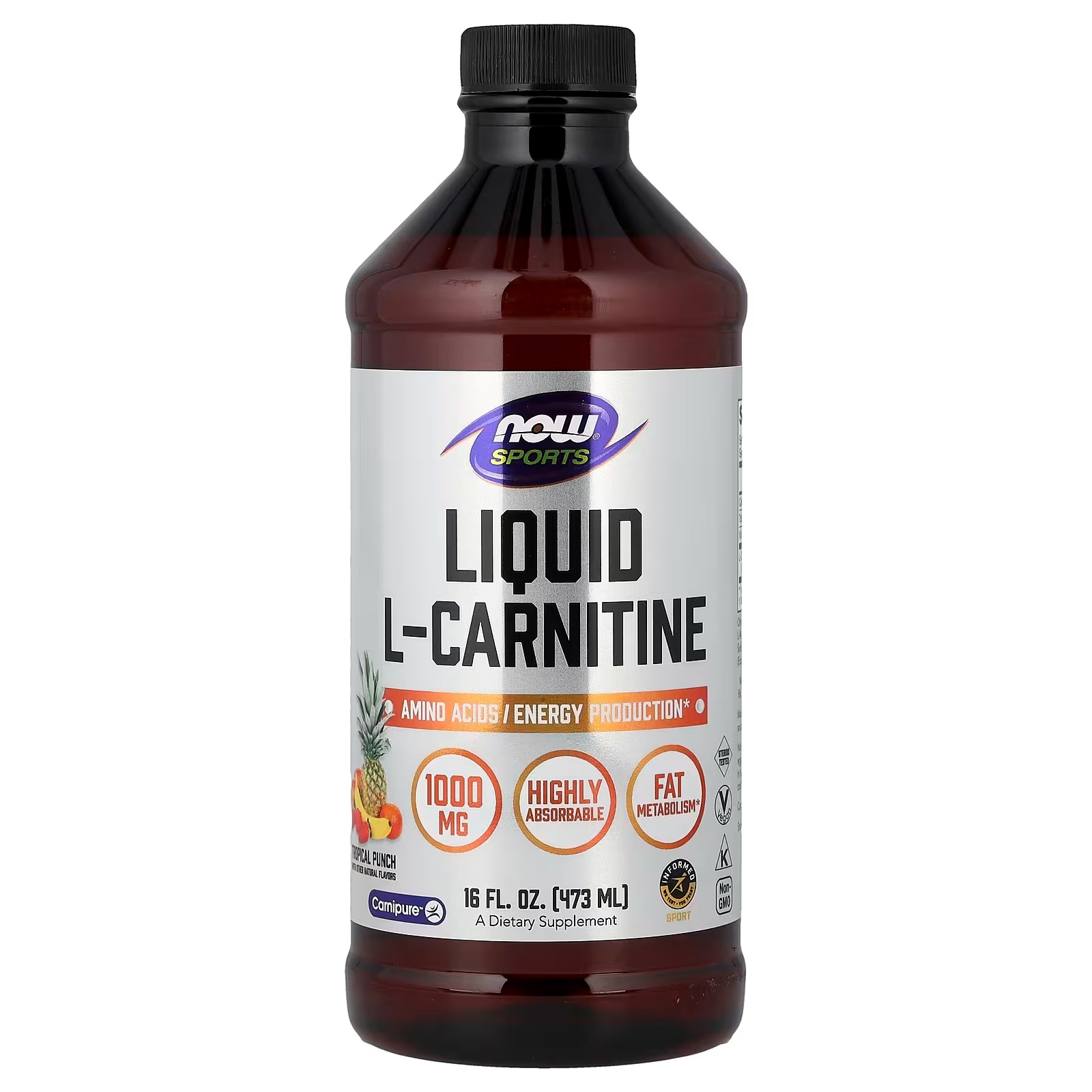 NOW Foods Sports Nutrition L-Carnitine Liquid Triple Strength 3000 mg Citrus