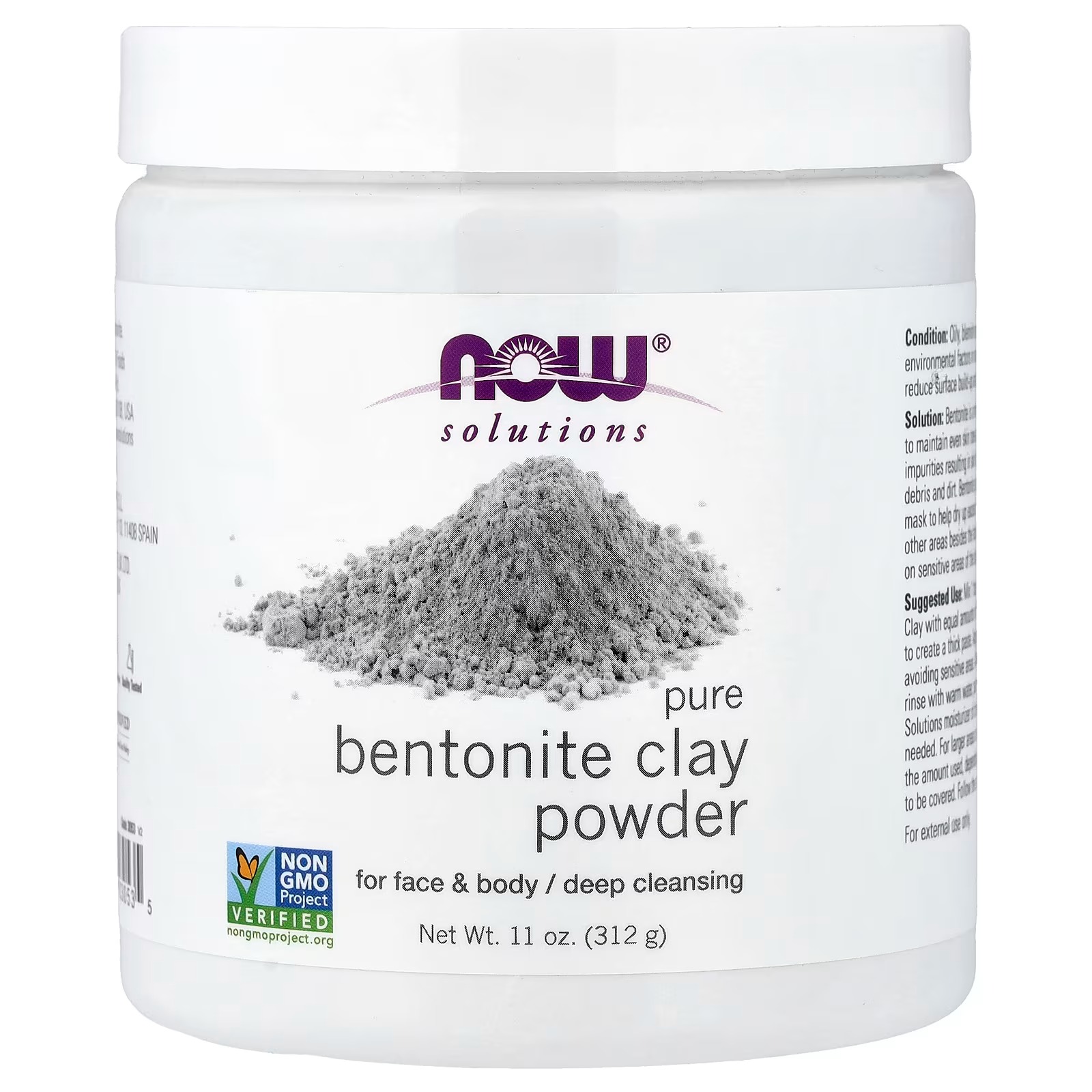 NOW Foods Solutions Bentonite Clay Powder Great for Oily Problem Skin