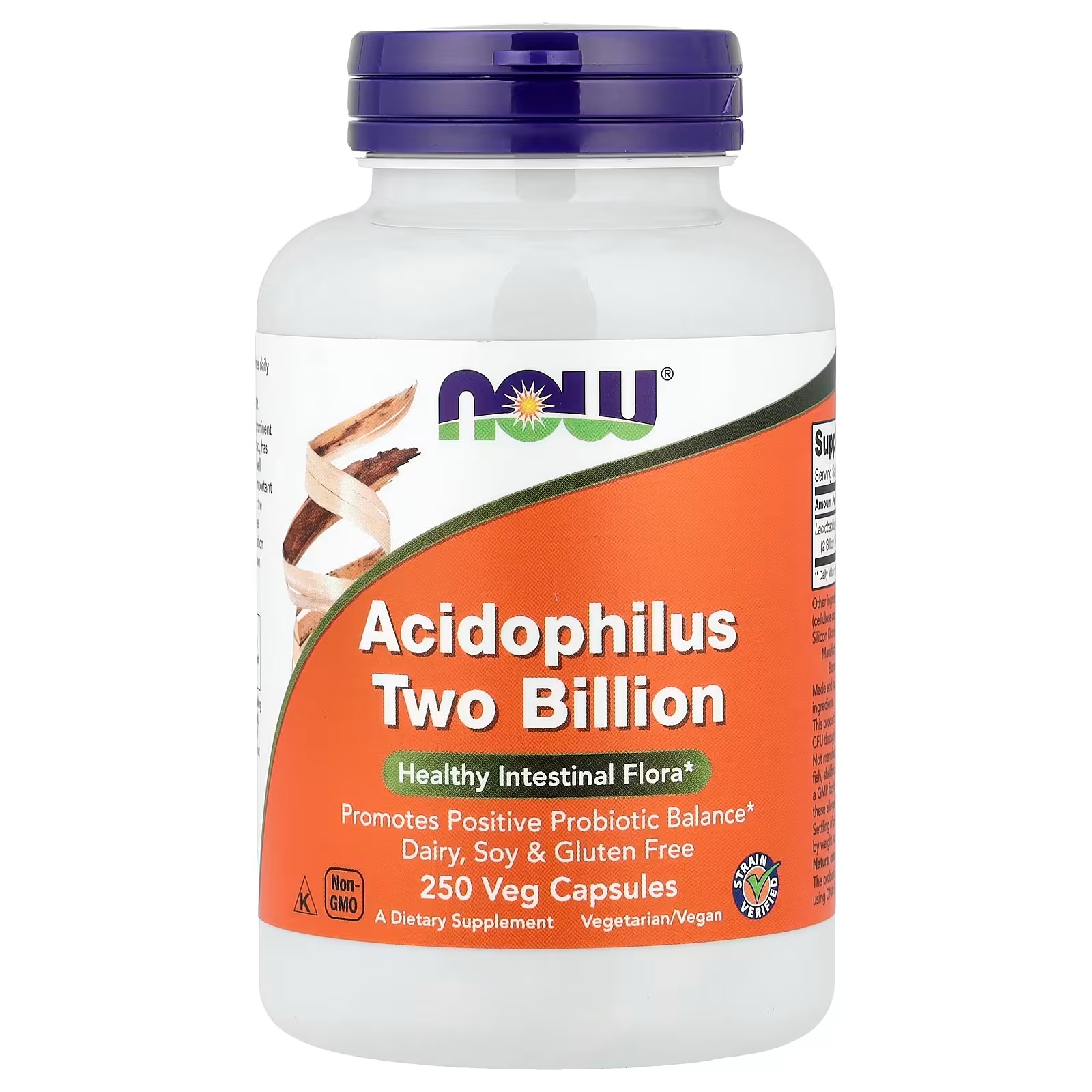 NOW Foods  Acidophilus Two Billion Strain Verified Healthy Intestinal Flora 100 Veg Capsules