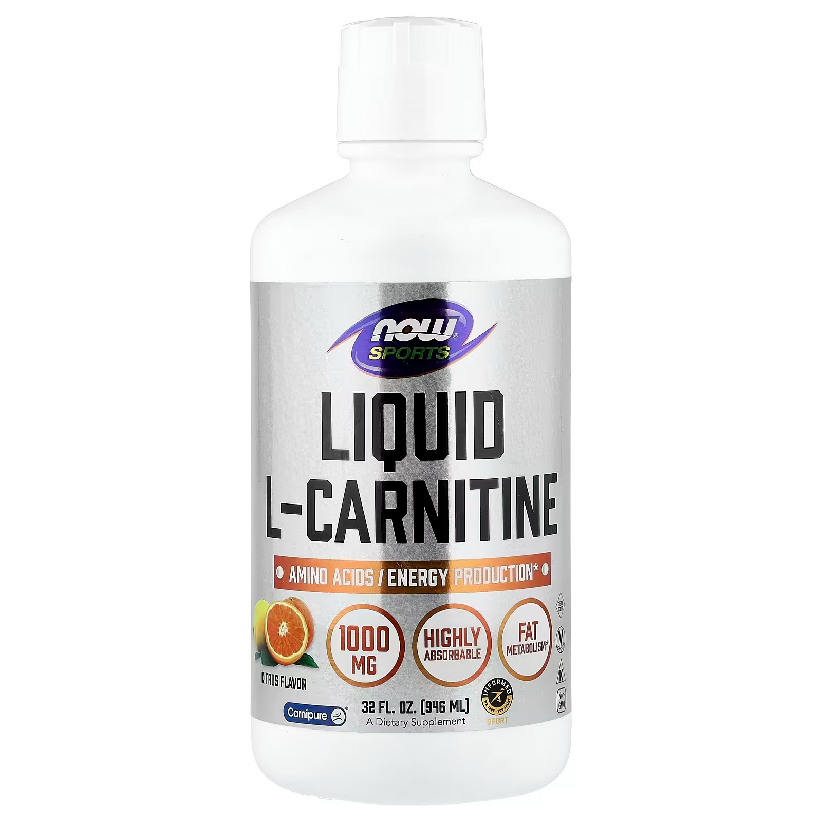NOW Foods Sports Liquid L-Carnitine, Citrus (946 ml)
