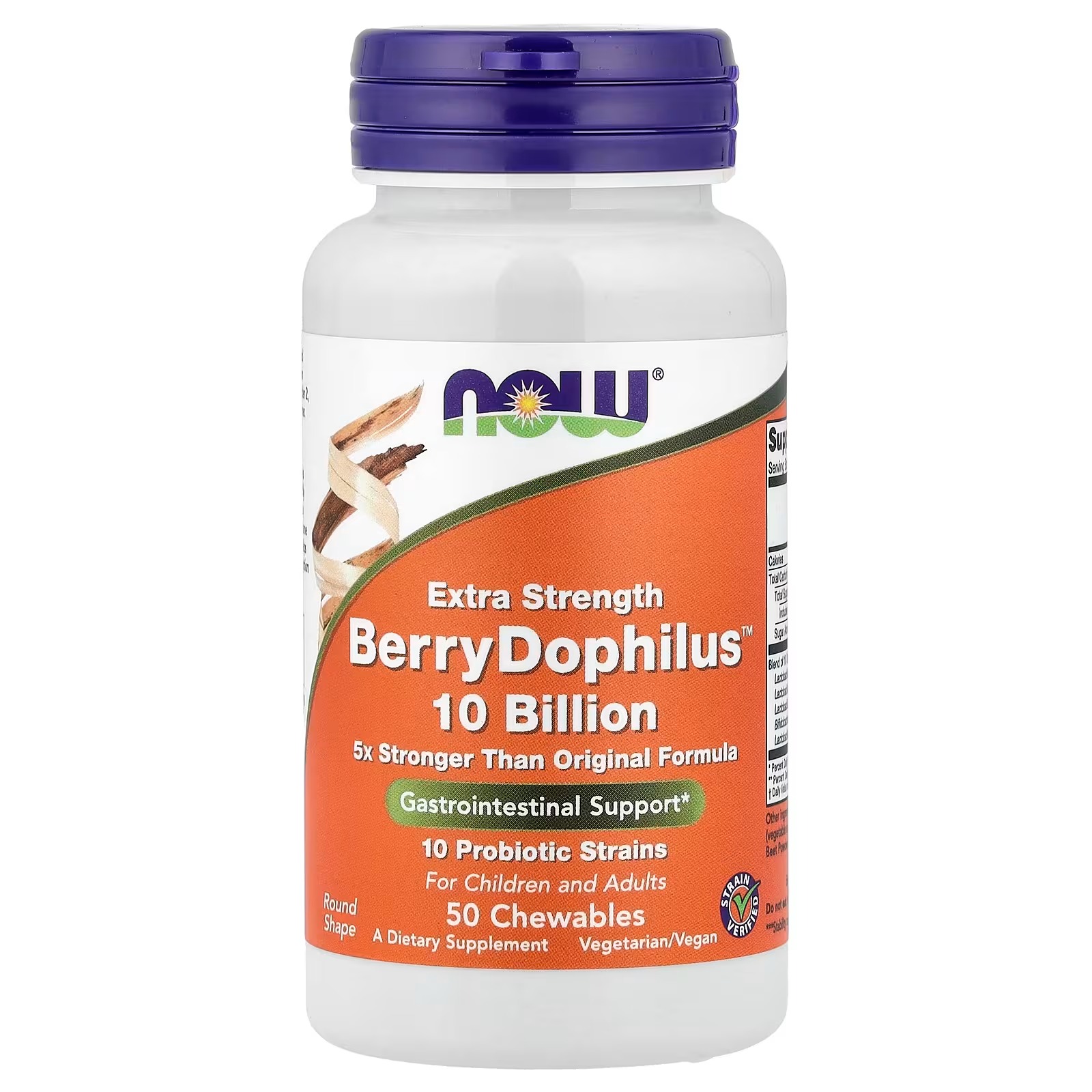 NOW Foods BerryDophilus, Developed for Adults & Children with 10 Probiotic Strains Extra Strength,Strain 50 Chewables