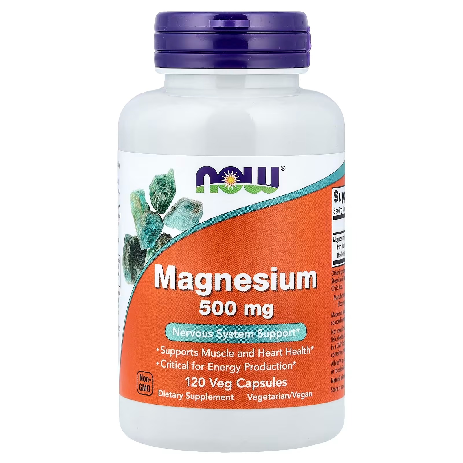 NOW Foods Magnesium Citrate Enzyme Function Nervous System Support 120 Veg Capsules