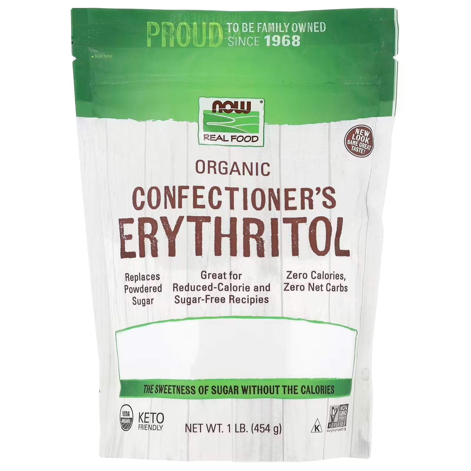 NOW Foods Real Food Organic Confectioner's Erythritol  (454 g)