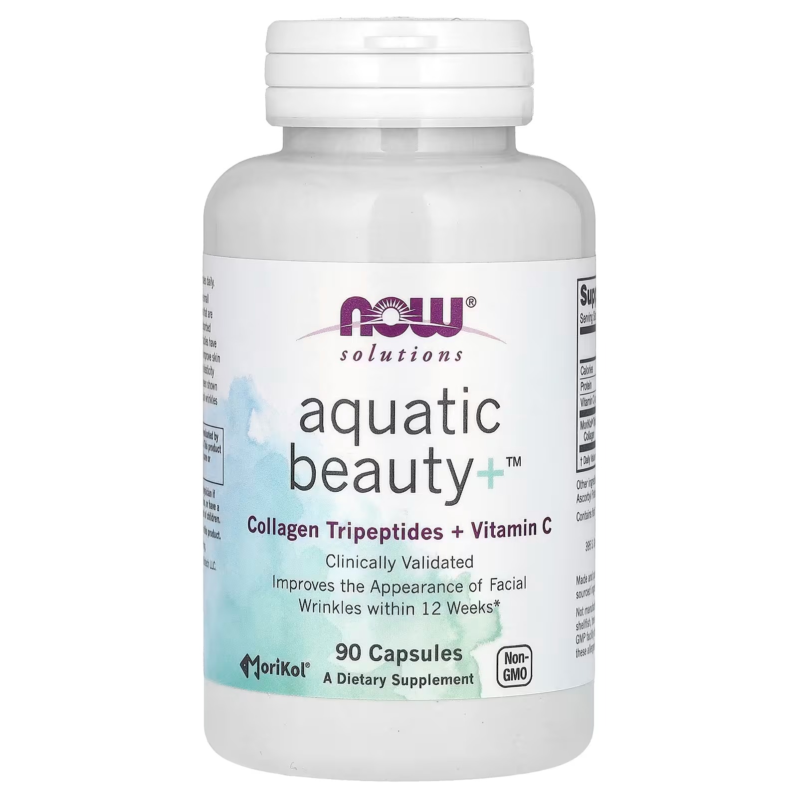 Now Foods Solutions Aquatic Beauty+™ Marine Collagen and Vitamin C 90 Capsules