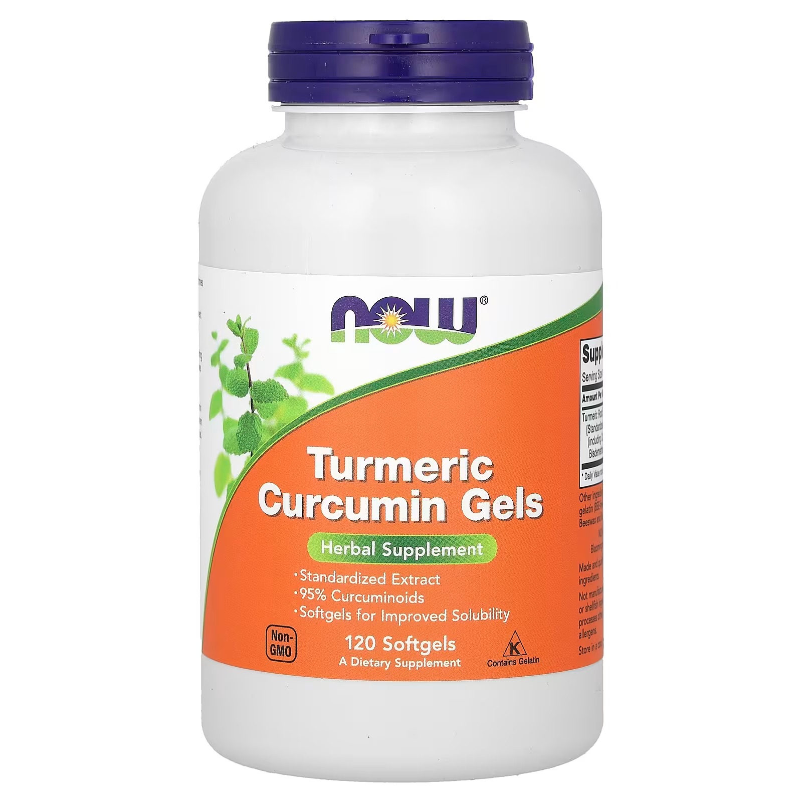NOW Foods Tumeric Curcumin (Curcuma longa) Gels Standardized Extract Herbal with 95% Curcuminoids 120 Softgels