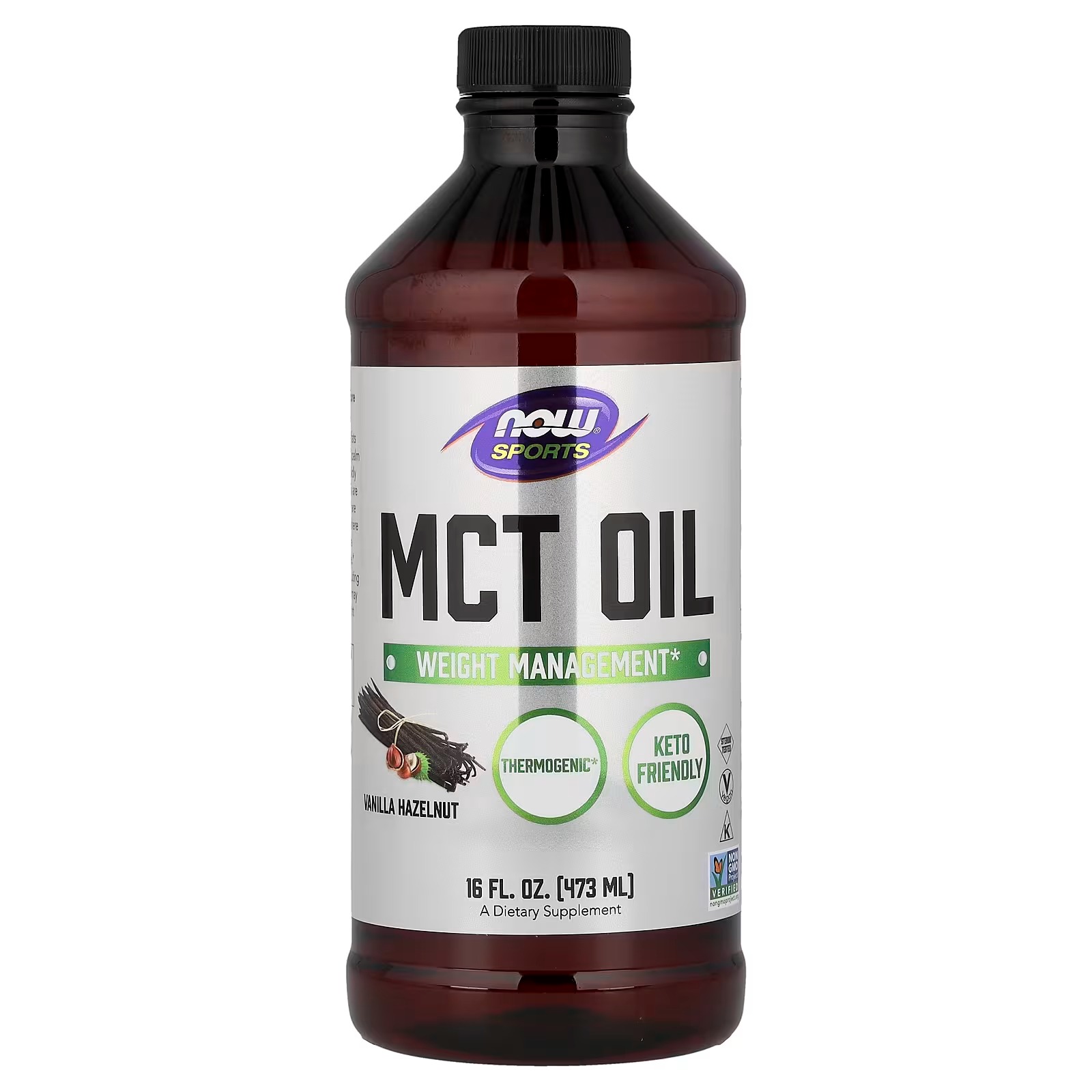 NOW Foods Sports MCT Oil 14 g Weight Management Vanilla Hazelnut 431ml